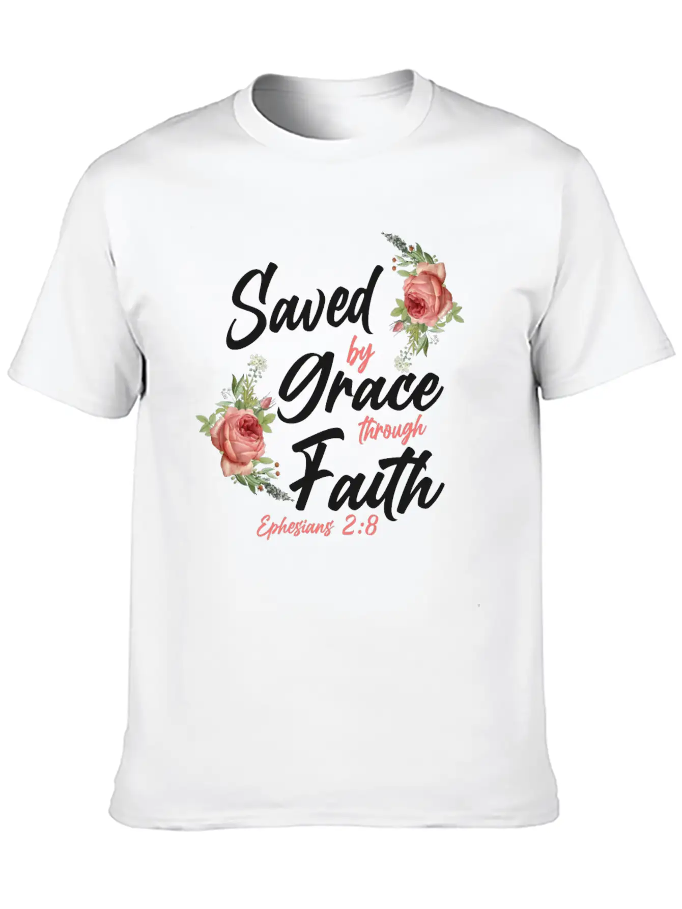 Christian Bible Verse Quote Rose Breathable Soft Cotton T-Shirt – Timeless Casual Look