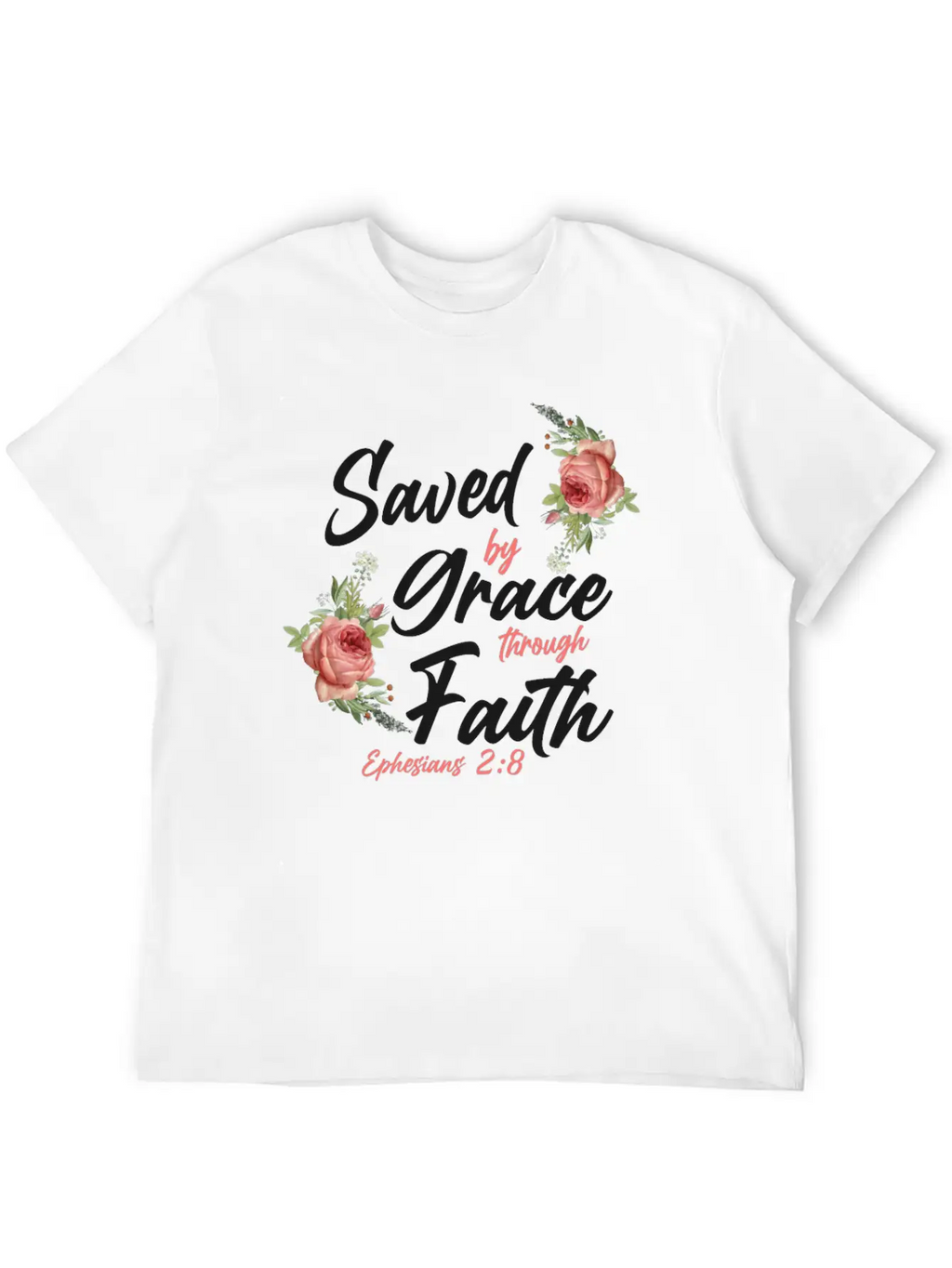 Christian Bible Verse Quote Rose Breathable Soft Cotton T-Shirt – Timeless Casual Look