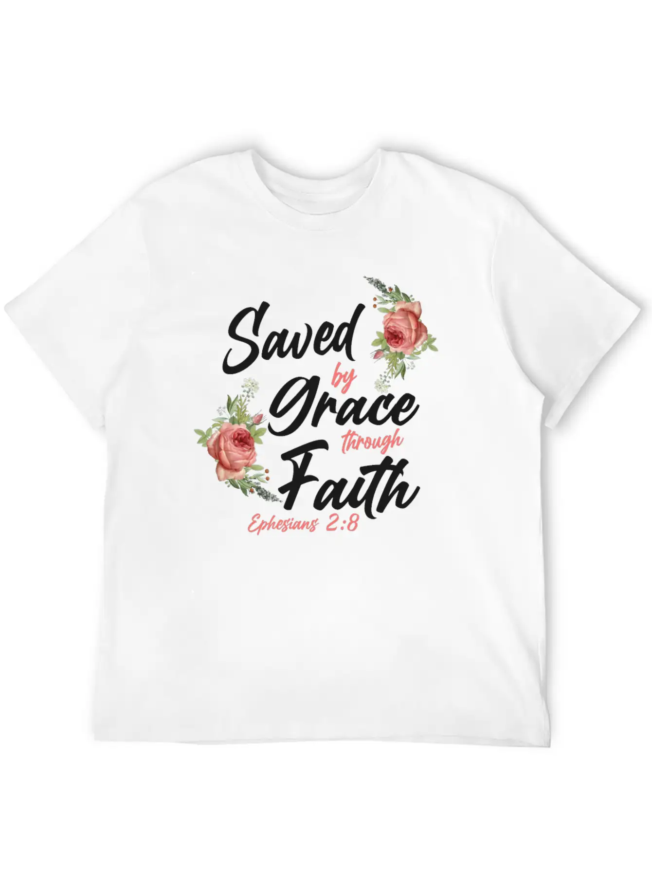 Christian Bible Verse Quote Rose Breathable Soft Cotton T-Shirt – Timeless Casual Look