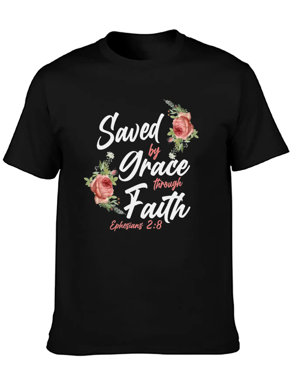 Christian Bible Verse Quote Rose Breathable Soft Cotton T-Shirt – Timeless Casual Look
