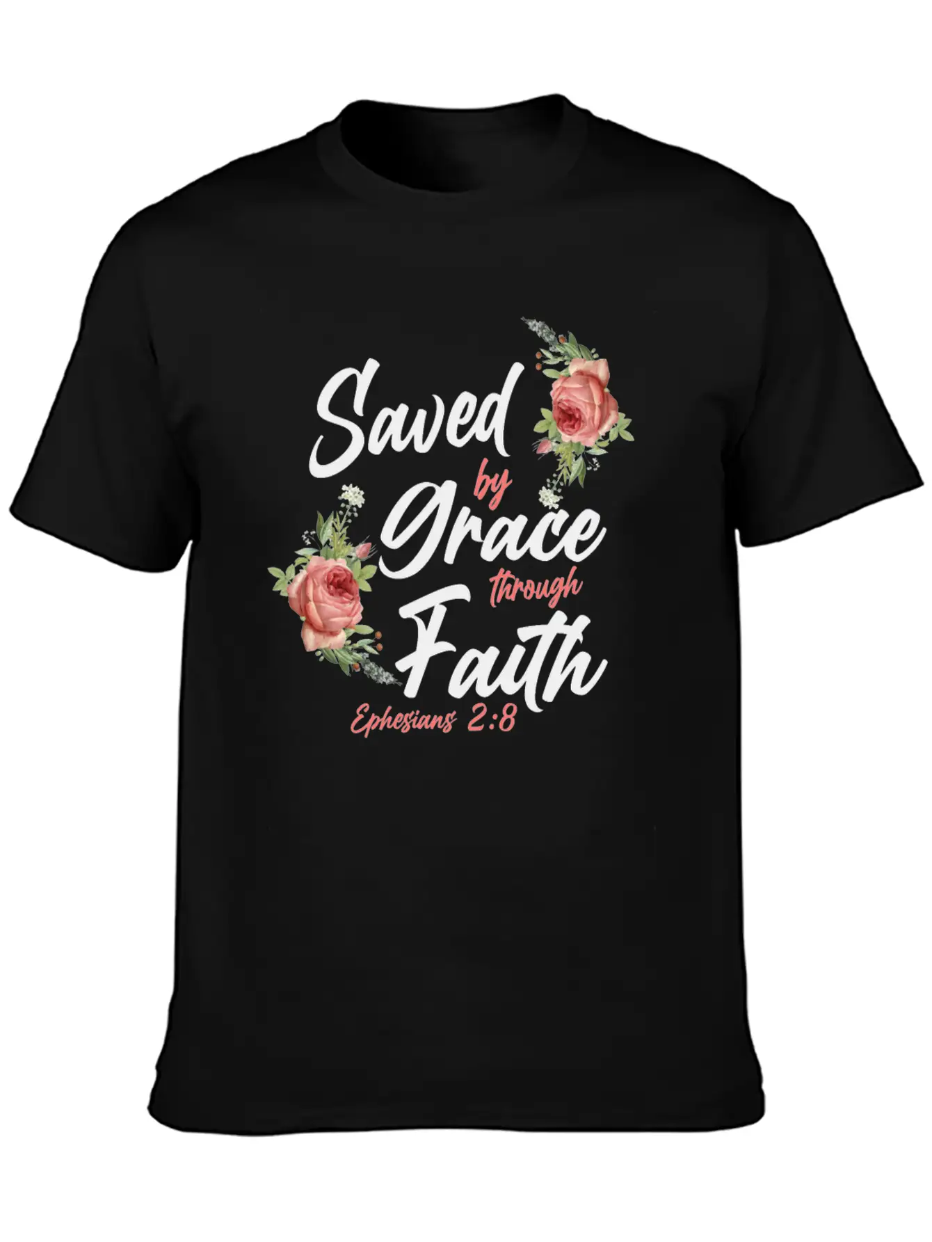 Christian Bible Verse Quote Rose Breathable Soft Cotton T-Shirt – Timeless Casual Look
