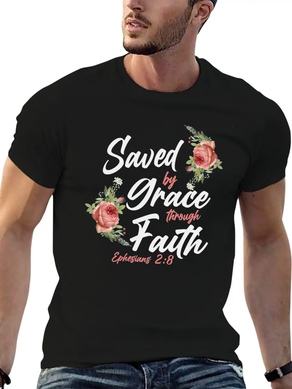 Christian Bible Verse Quote Rose Breathable Soft Cotton T-Shirt – Timeless Casual Look