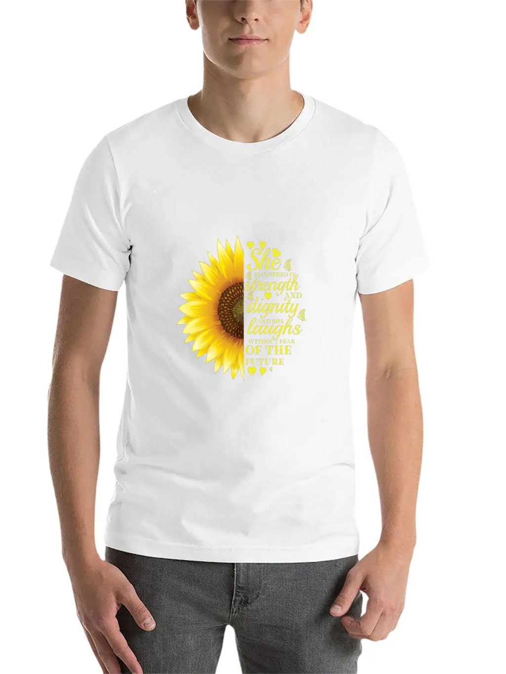 Christian Bible Verse Sunflower Scripture Unisex Casual T-Shirt – Clean Design For Daily Comfort