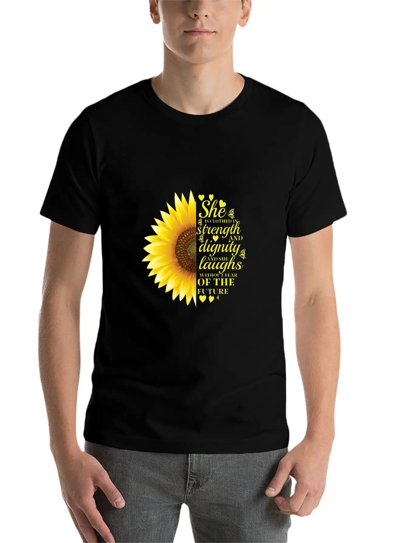 Christian Bible Verse Sunflower Scripture Unisex Casual T-Shirt – Clean Design For Daily Comfort