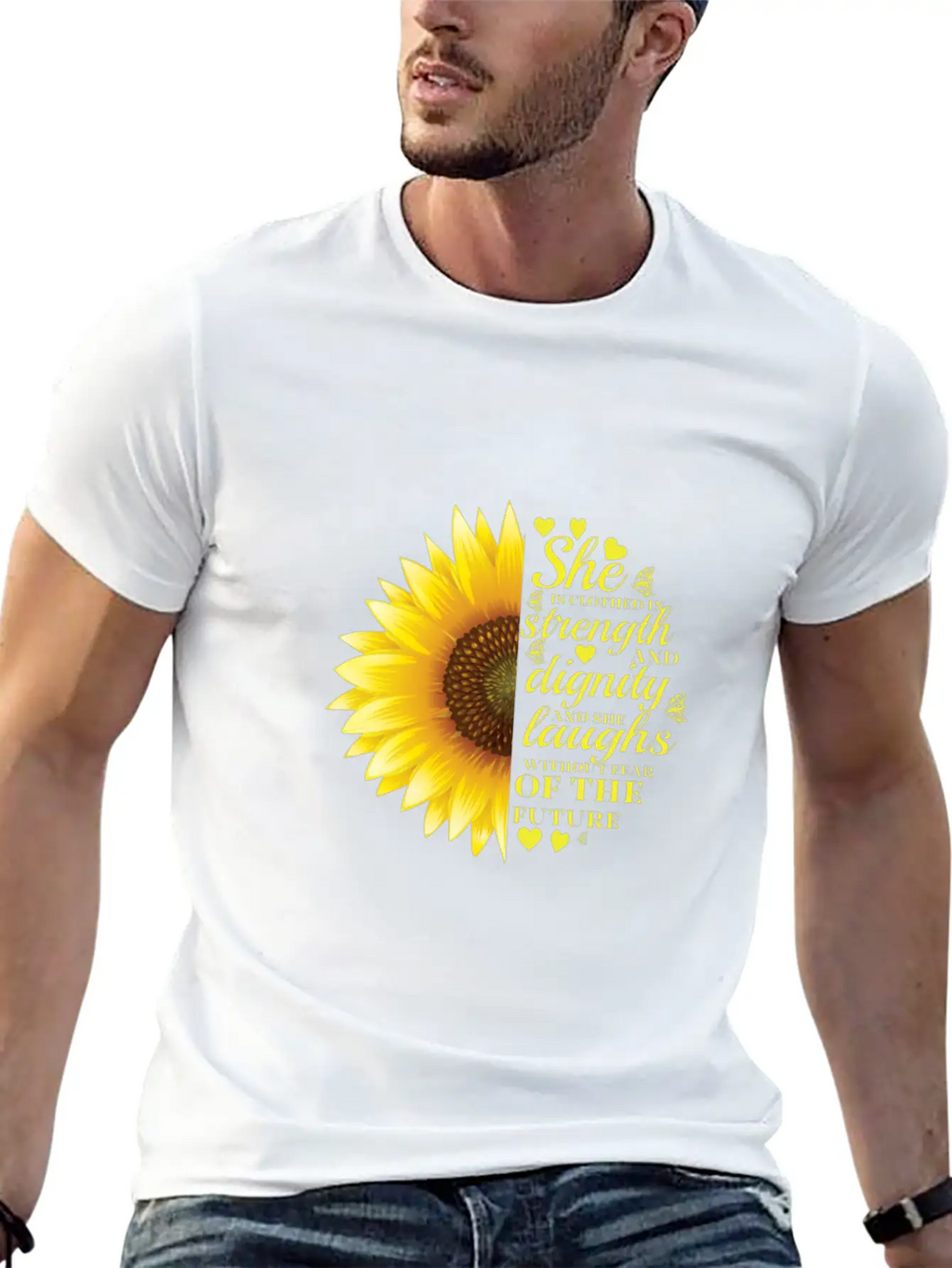 Christian Bible Verse Sunflower Scripture Unisex Casual T-Shirt – Clean Design For Daily Comfort