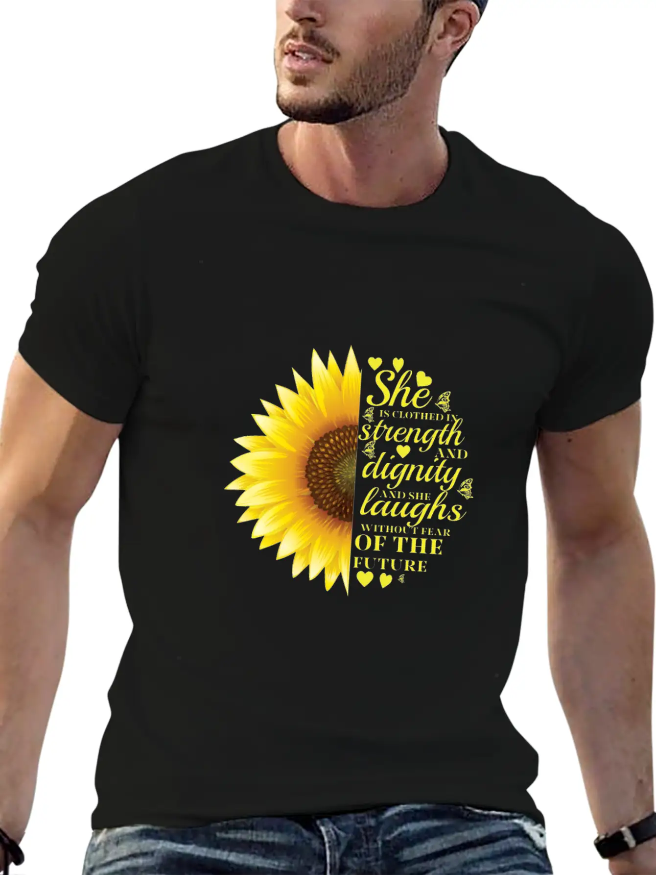 Christian Bible Verse Sunflower Scripture Unisex Casual T-Shirt – Clean Design For Daily Comfort