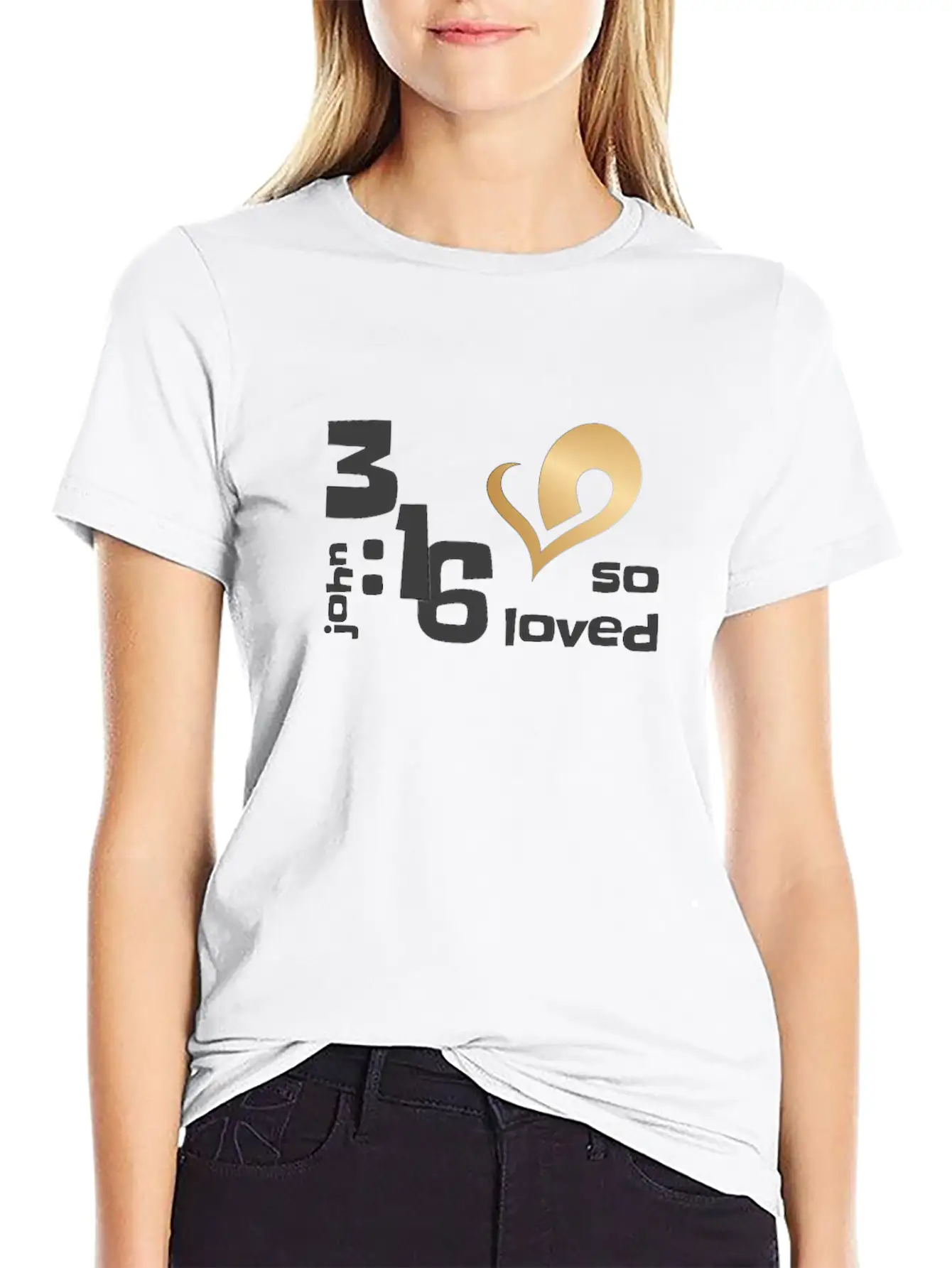 Christian Design John 3 Verse 16 So Loved Stylish Everyday T-Shirt – Unisex Basic Cotton Tee