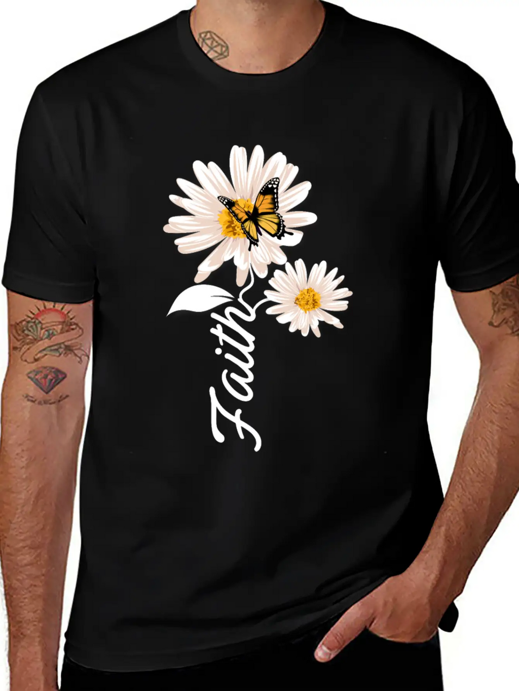 Christian Gardener Butterfly Faith Daisy Stylish Everyday T-Shirt – Unisex Basic Cotton Tee