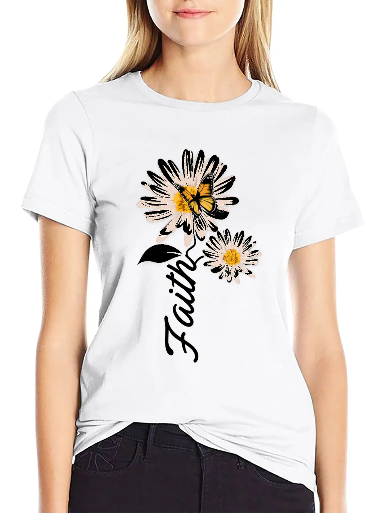 Christian Gardener Butterfly Faith Daisy Stylish Everyday T-Shirt – Unisex Basic Cotton Tee
