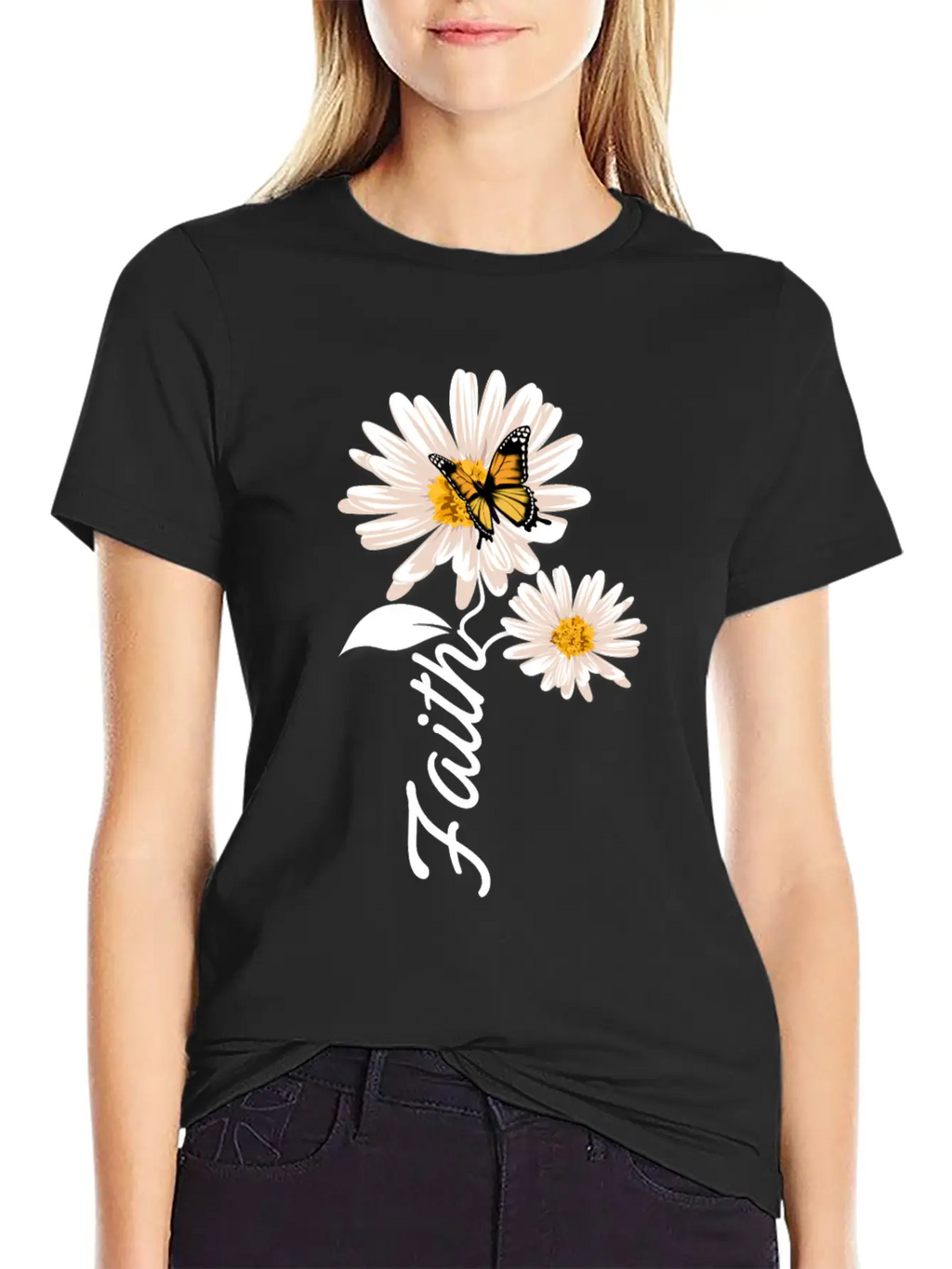 Christian Gardener Butterfly Faith Daisy Stylish Everyday T-Shirt – Unisex Basic Cotton Tee