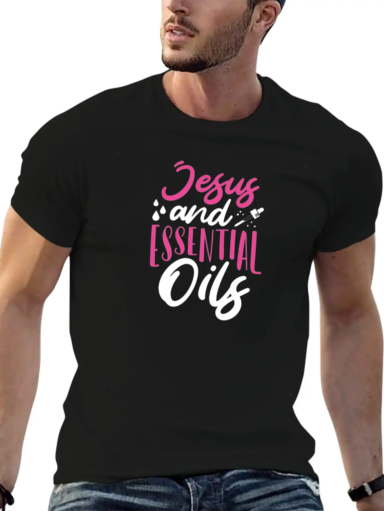 Christian Gift Jesus And Essential Oils Unisex Casual T-Shirt – Clean Design For Daily Comfort