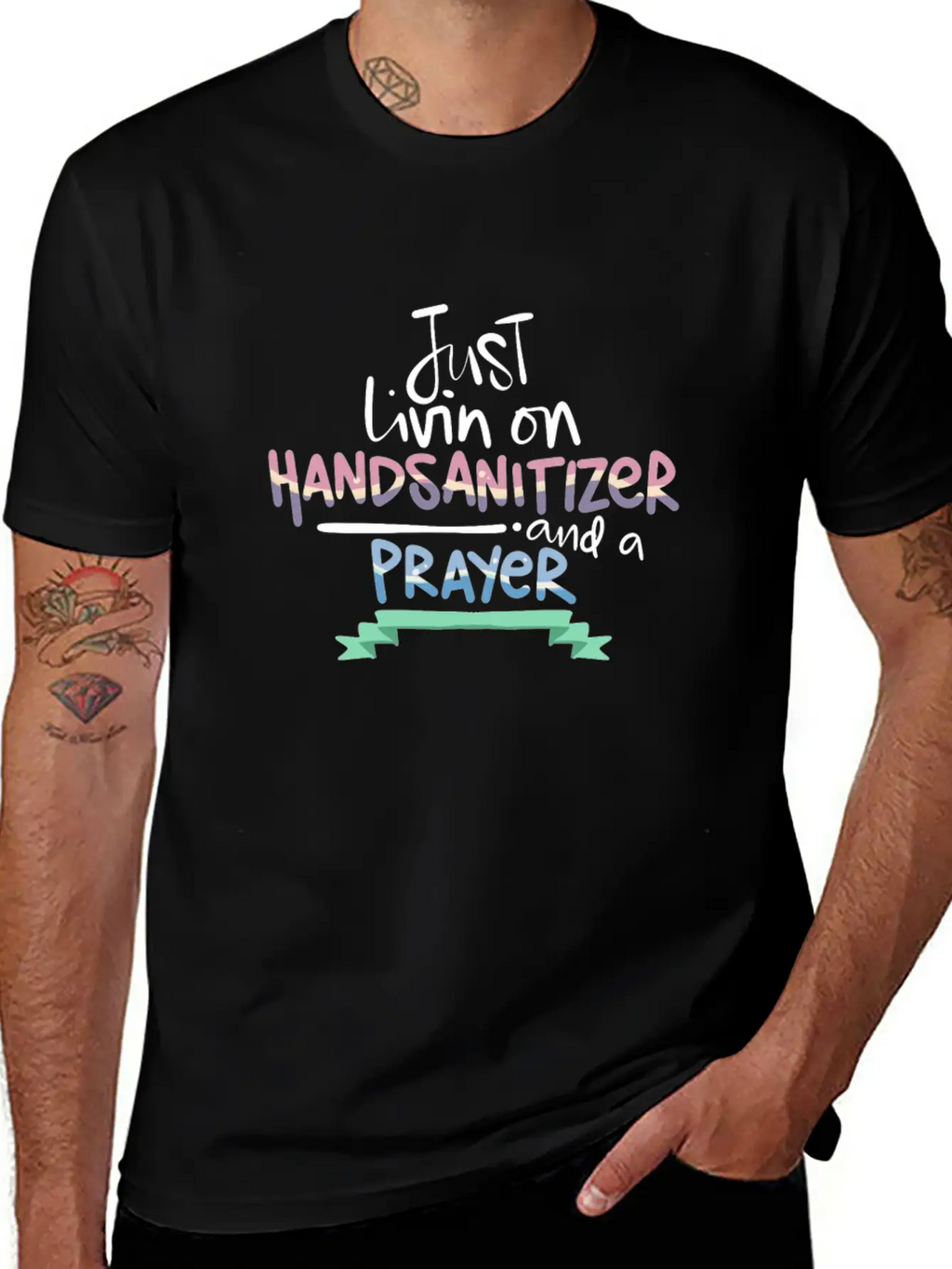Christian Humor Living On Hand Sanitizer And Unisex Short Sleeve Soft Cotton T-Shirt – Casual Everyday Wear