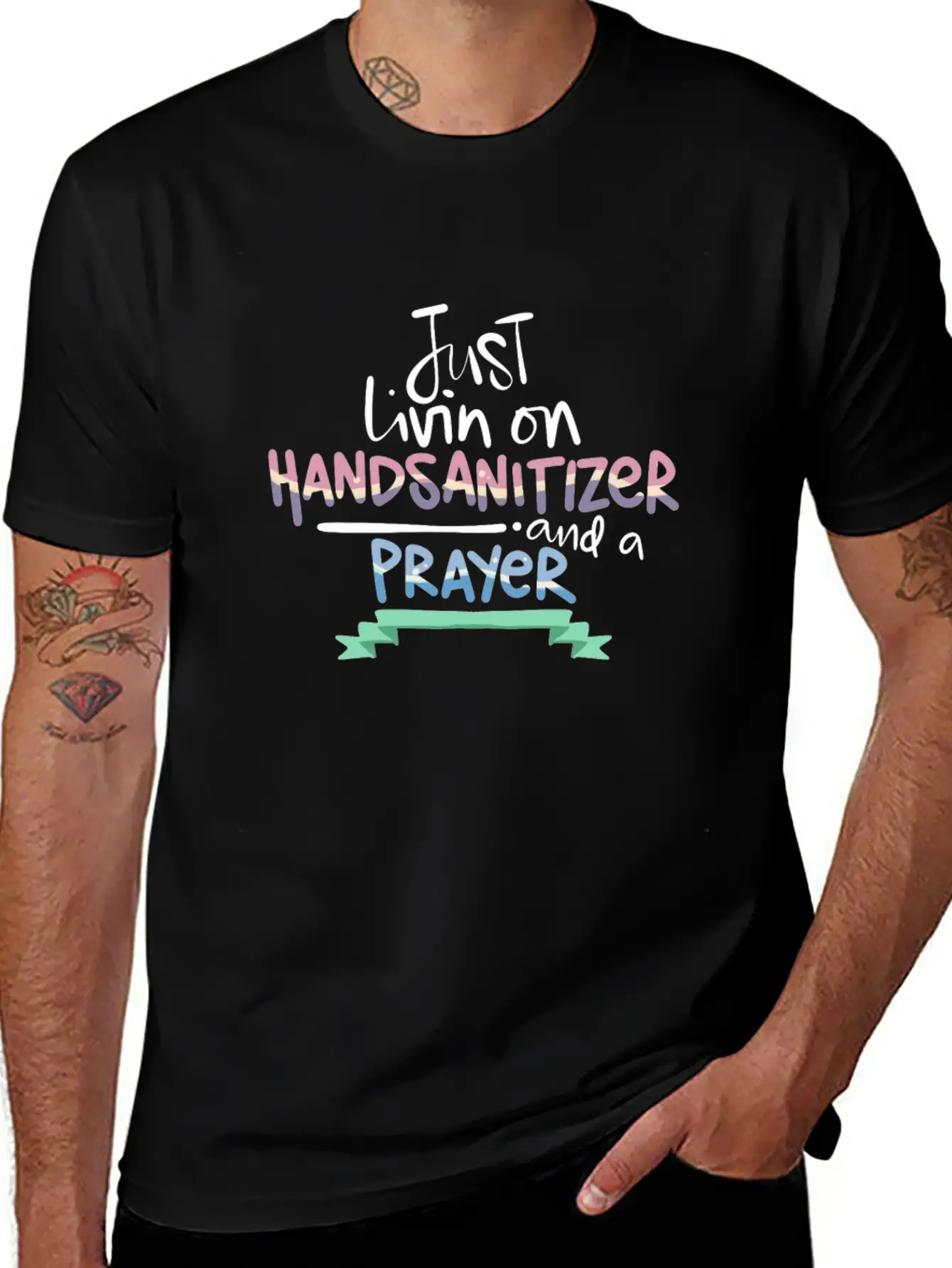 Christian Humor Living On Hand Sanitizer And Unisex Short Sleeve Soft Cotton T-Shirt – Casual Everyday Wear