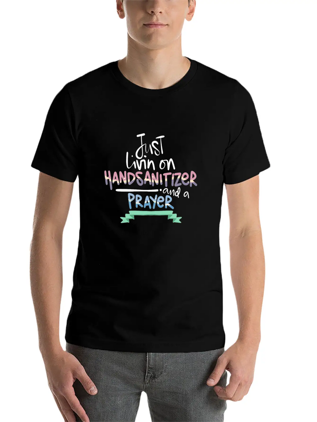 Christian Humor Living On Hand Sanitizer And Unisex Short Sleeve Soft Cotton T-Shirt – Casual Everyday Wear
