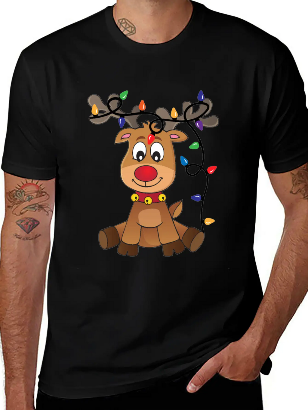 Christmas Deer Unisex Short Sleeve Soft Cotton T-Shirt – Casual Everyday Wear