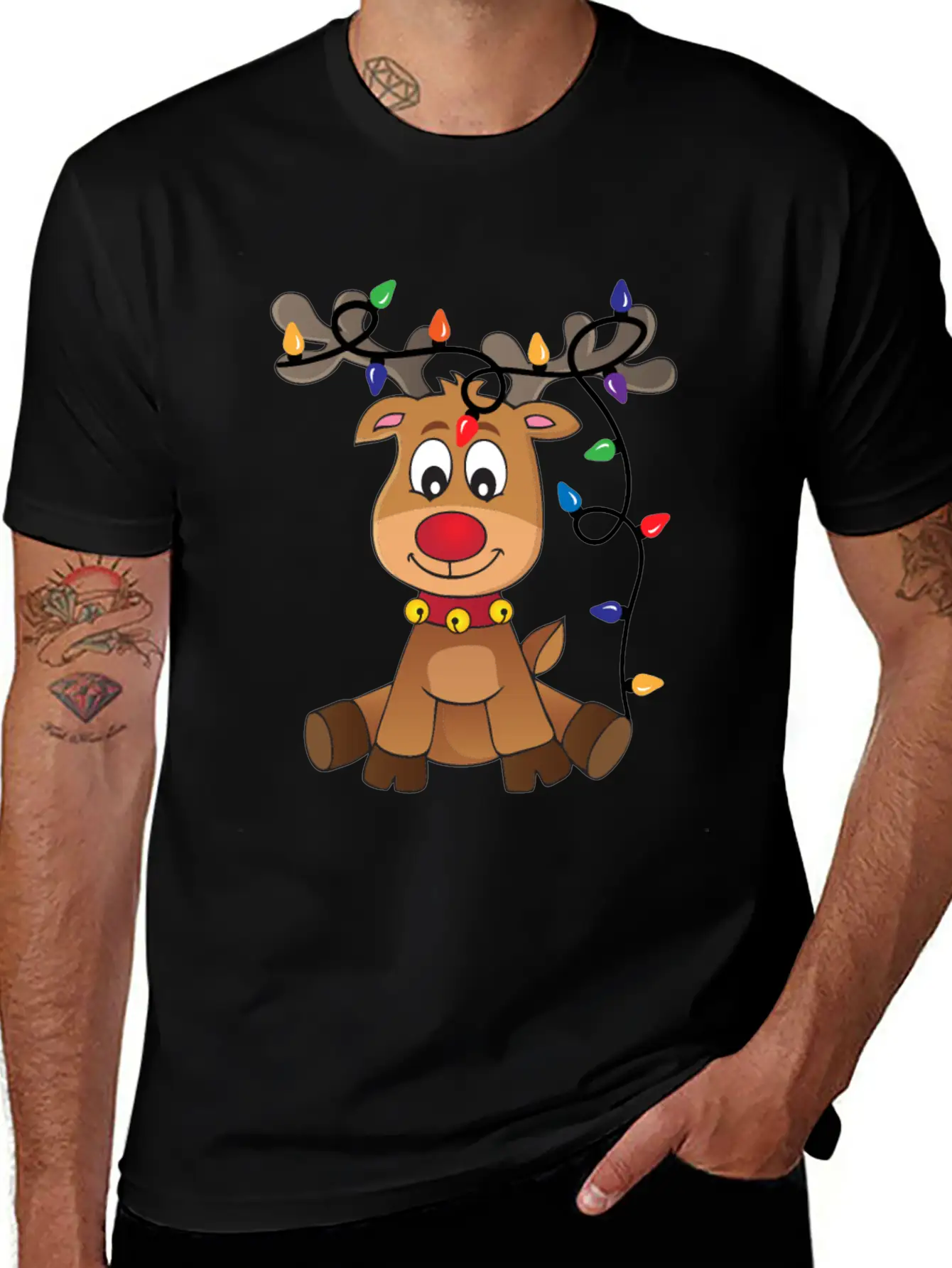 Christmas Deer Unisex Short Sleeve Soft Cotton T-Shirt – Casual Everyday Wear