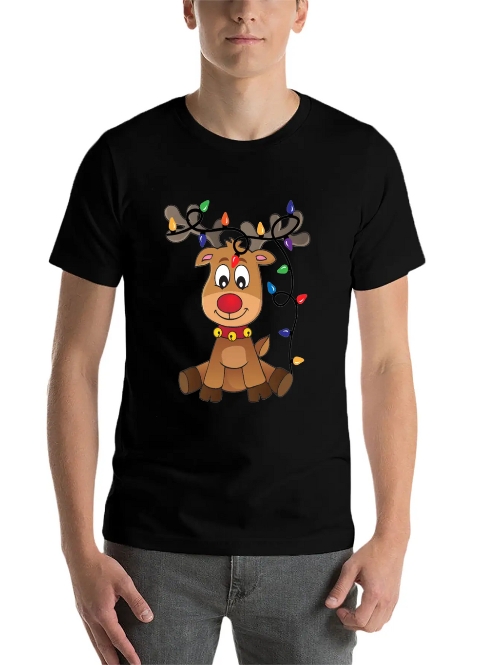 Christmas Deer Unisex Short Sleeve Soft Cotton T-Shirt – Casual Everyday Wear
