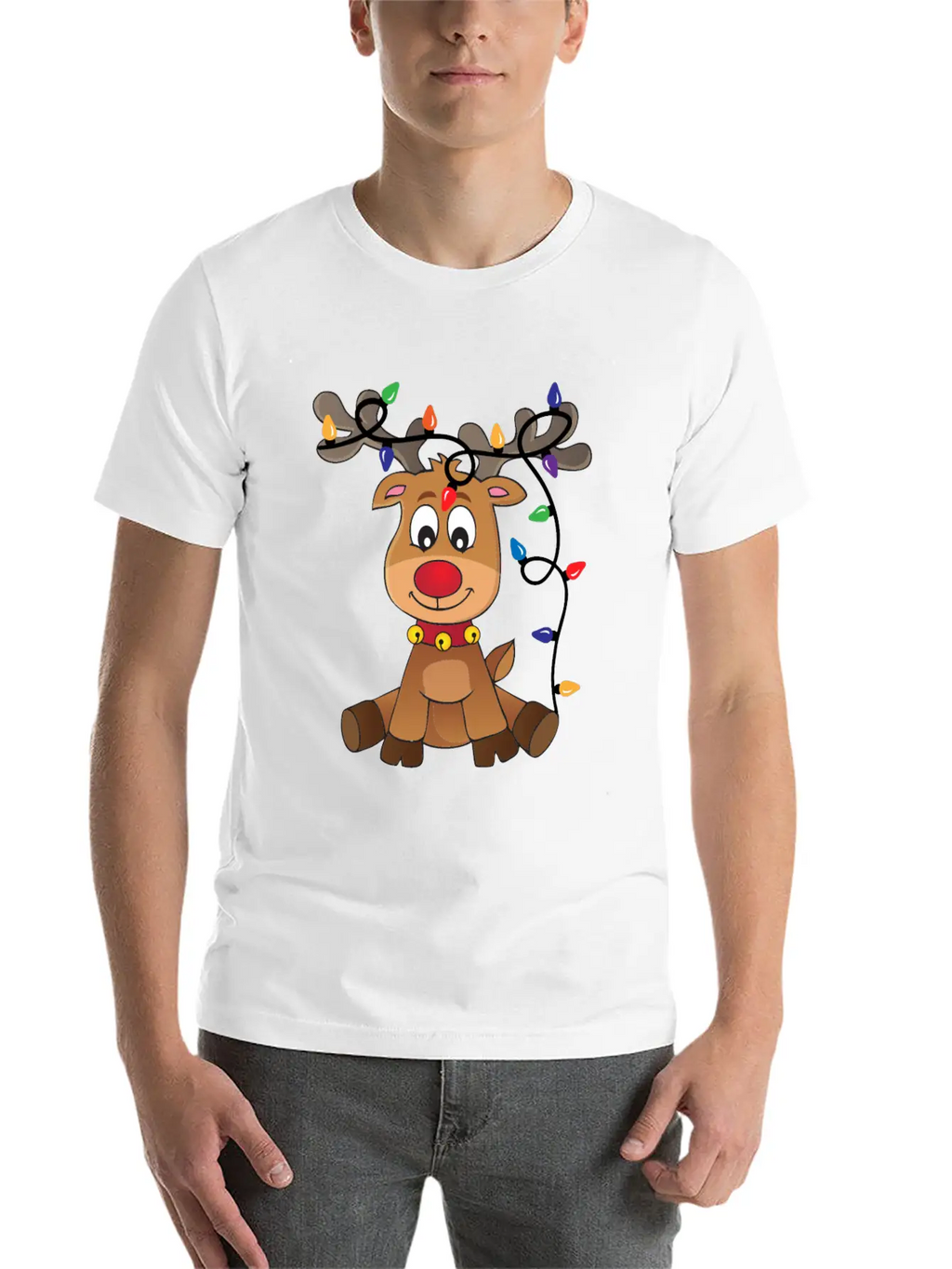 Christmas Deer Unisex Short Sleeve Soft Cotton T-Shirt – Casual Everyday Wear