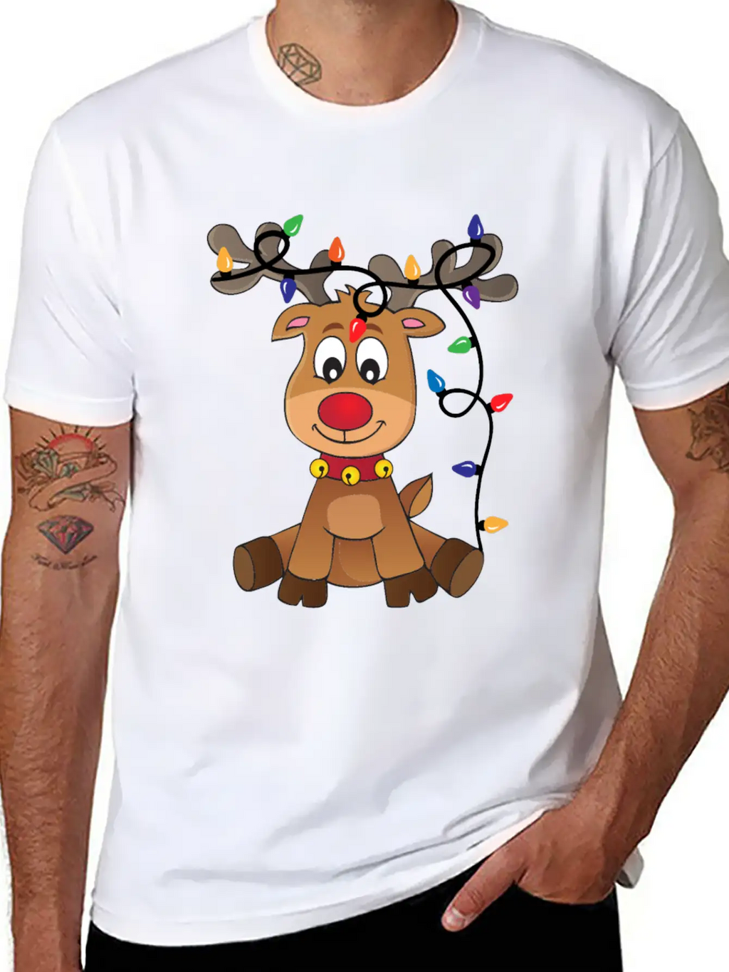 Christmas Deer Unisex Short Sleeve Soft Cotton T-Shirt – Casual Everyday Wear