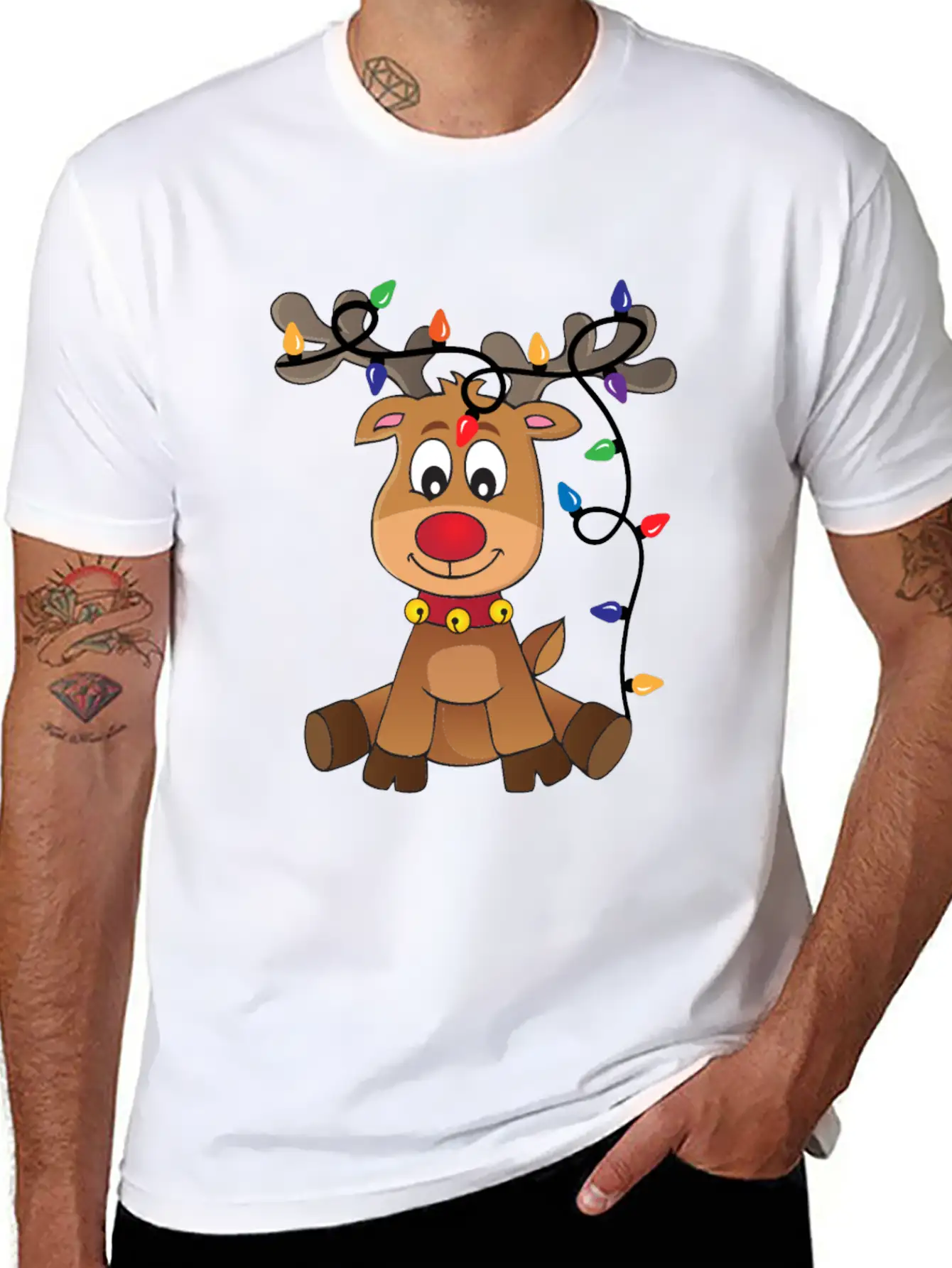 Christmas Deer Unisex Short Sleeve Soft Cotton T-Shirt – Casual Everyday Wear
