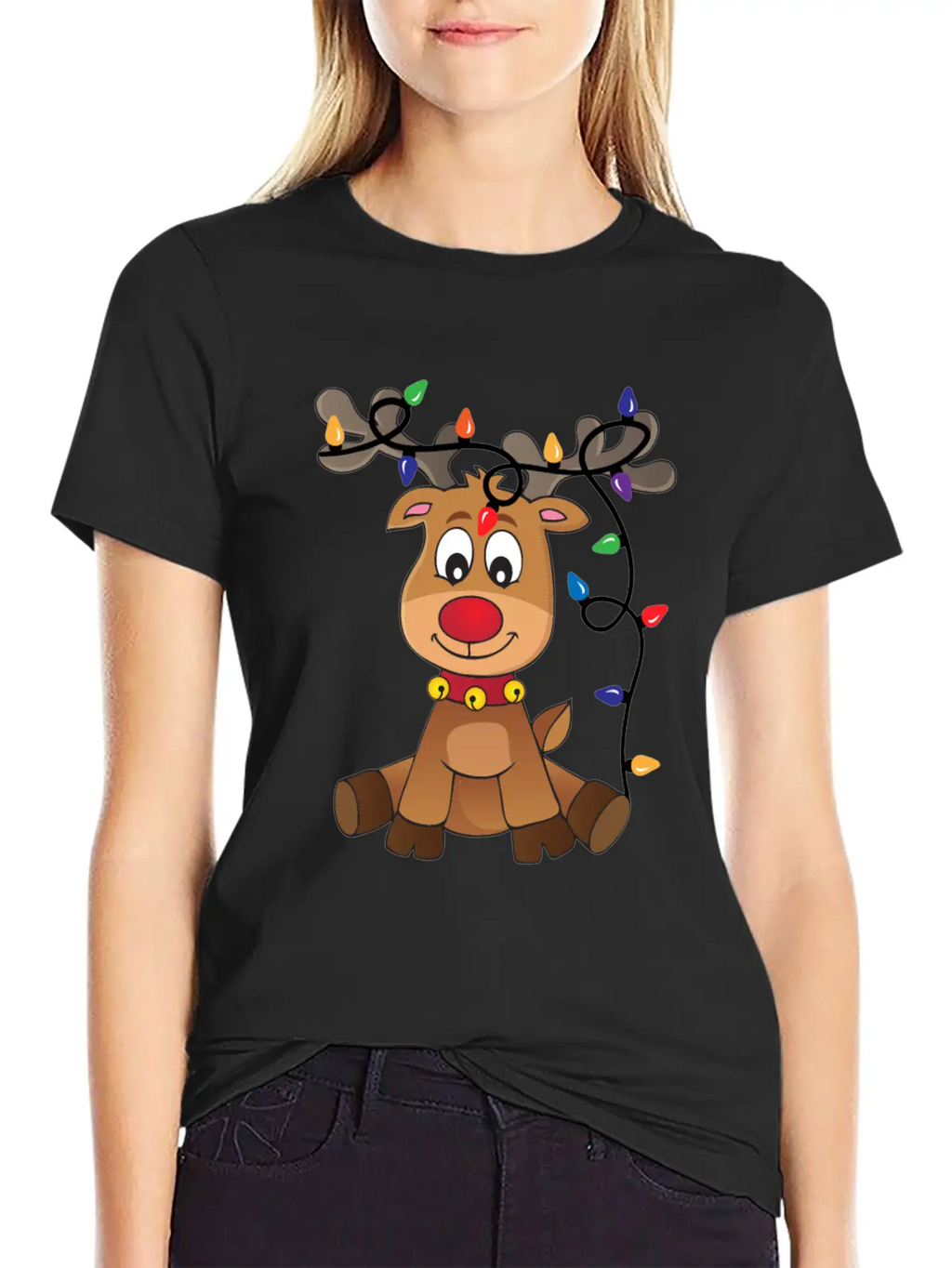 Christmas Deer Unisex Short Sleeve Soft Cotton T-Shirt – Casual Everyday Wear