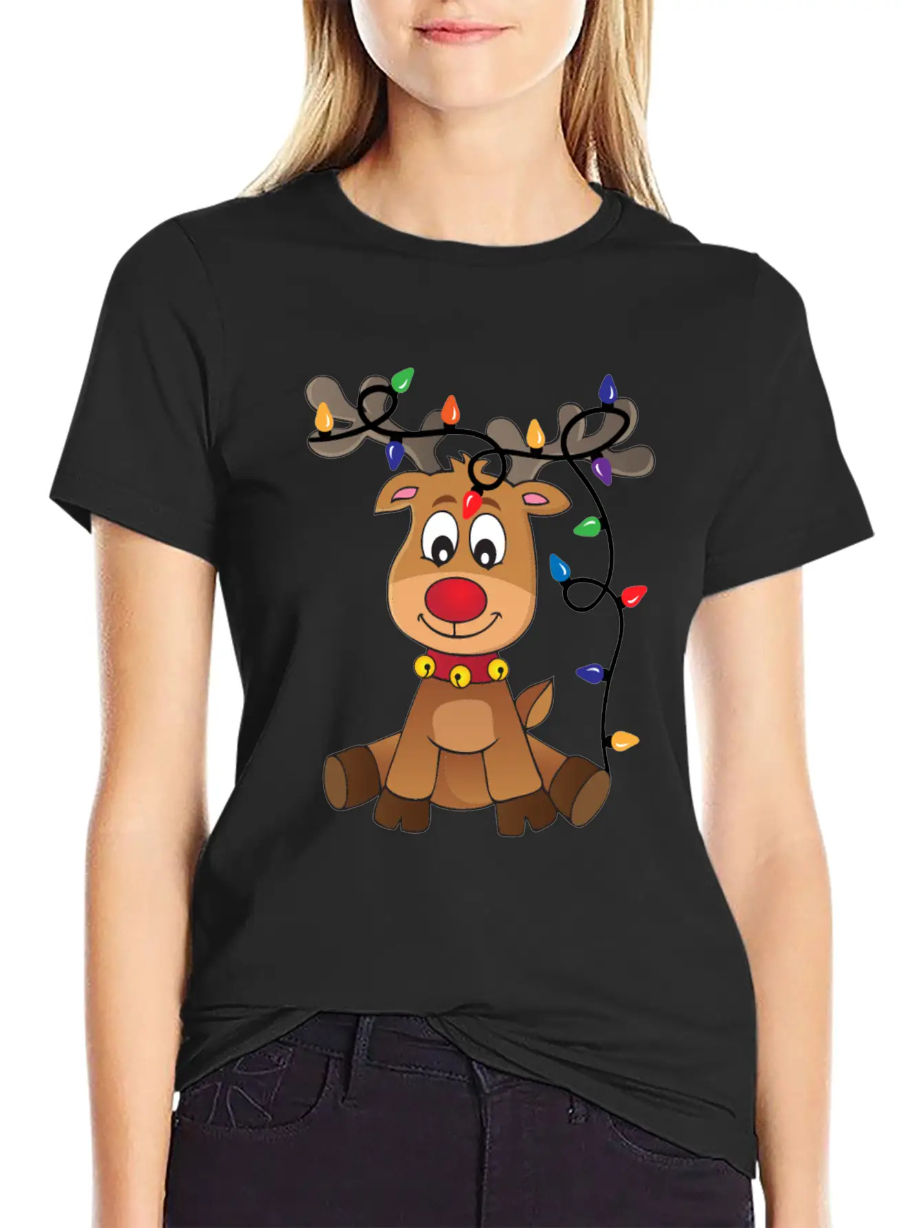 Christmas Deer Unisex Short Sleeve Soft Cotton T-Shirt – Casual Everyday Wear