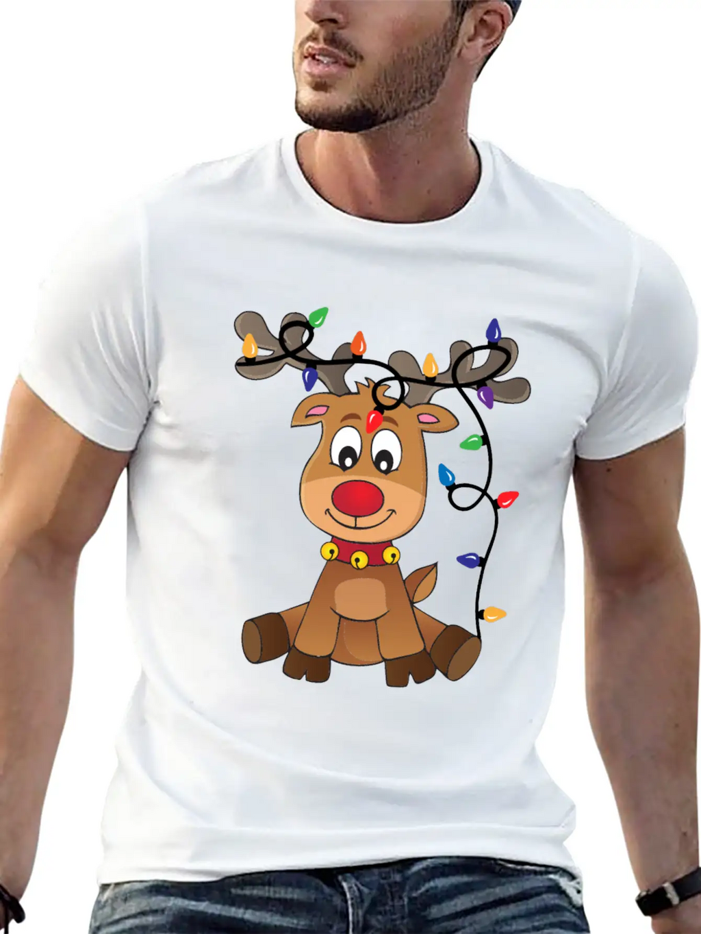 Christmas Deer Unisex Short Sleeve Soft Cotton T-Shirt – Casual Everyday Wear