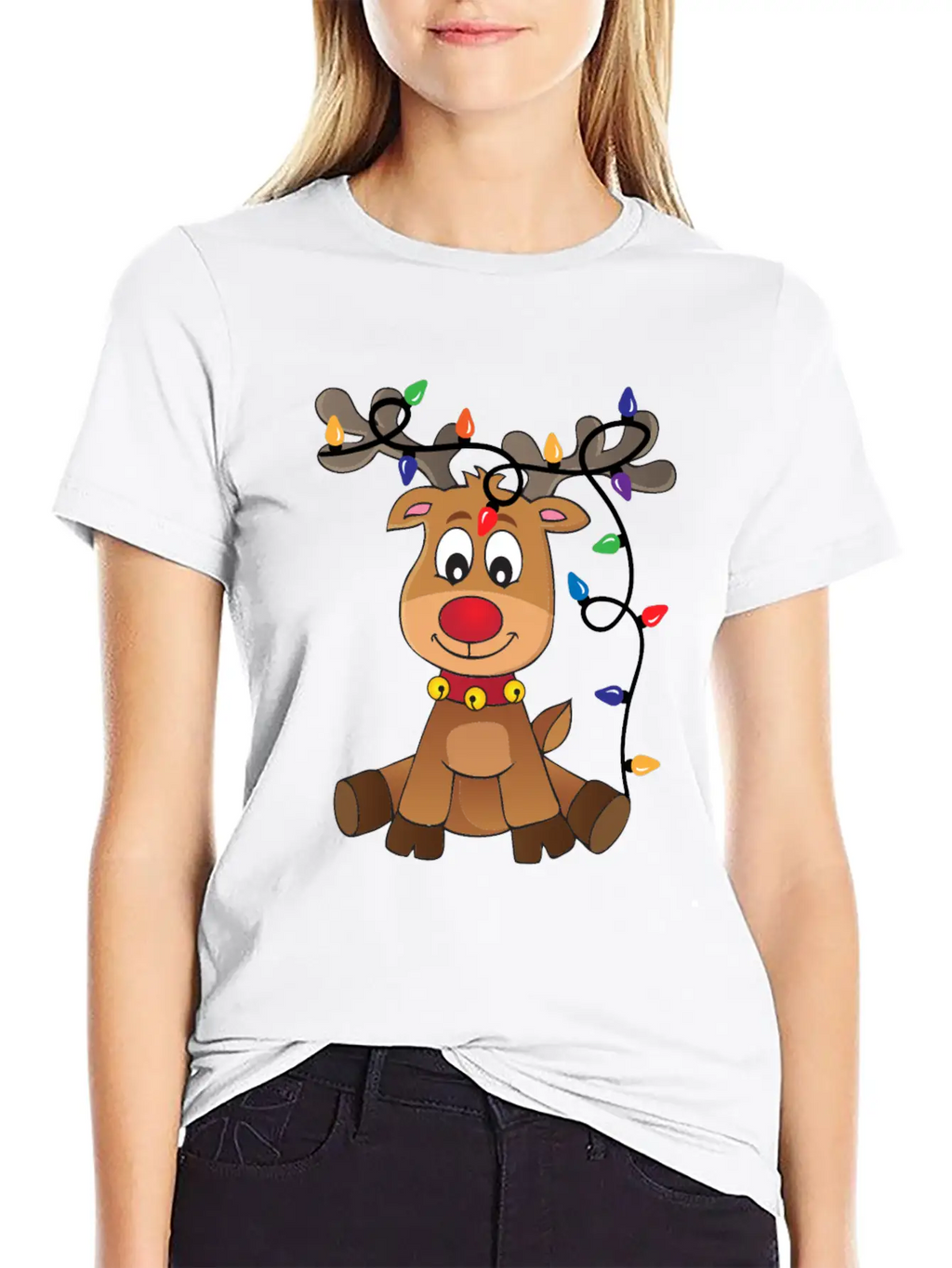 Christmas Deer Unisex Short Sleeve Soft Cotton T-Shirt – Casual Everyday Wear