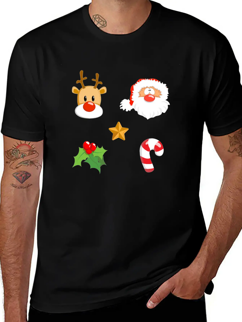 Christmas Design Reindeer, Santa, Mistletoe, Candy Classic Fit Graphic Tee For Daily Comfort – Unisex Cotton Shirt