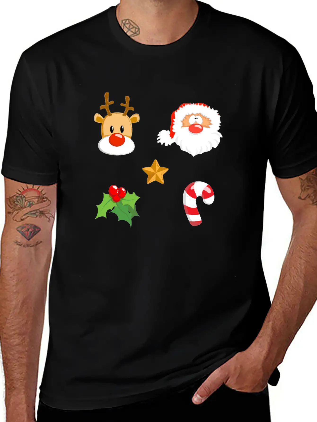 Christmas Design Reindeer, Santa, Mistletoe, Candy Classic Fit Graphic Tee For Daily Comfort – Unisex Cotton Shirt