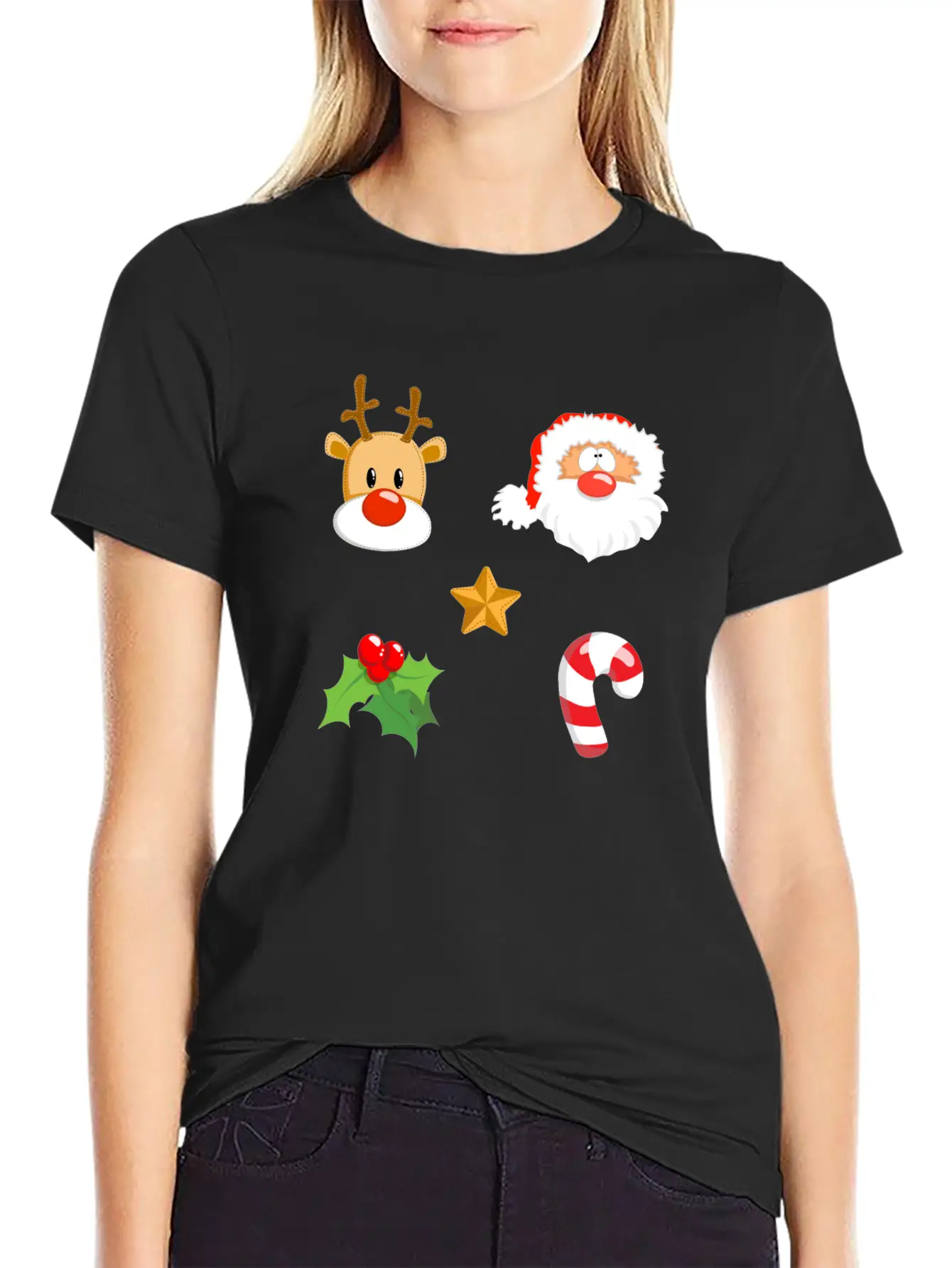 Christmas Design Reindeer, Santa, Mistletoe, Candy Classic Fit Graphic Tee For Daily Comfort – Unisex Cotton Shirt