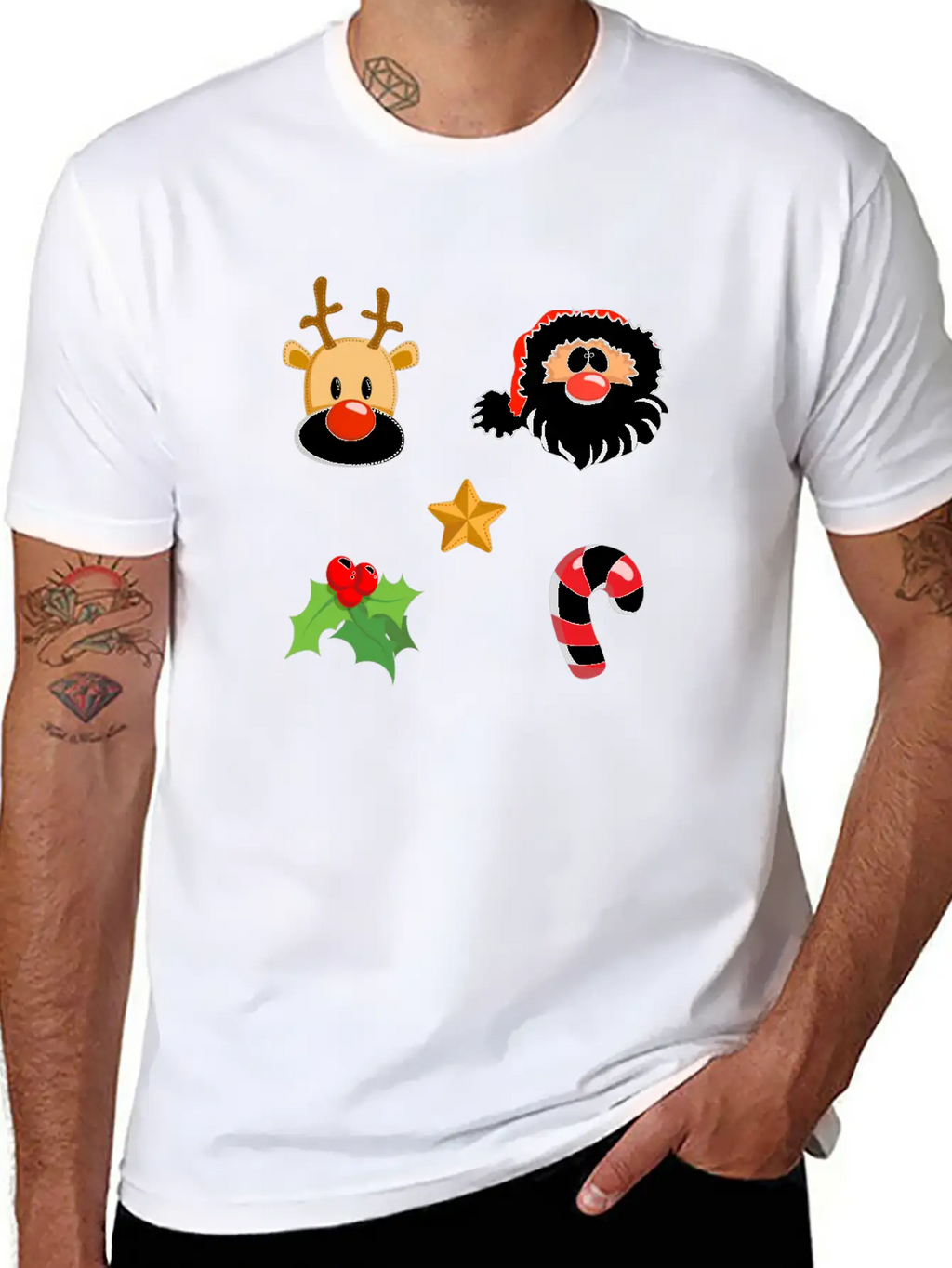 Christmas Design Reindeer, Santa, Mistletoe, Candy Classic Fit Graphic Tee For Daily Comfort – Unisex Cotton Shirt