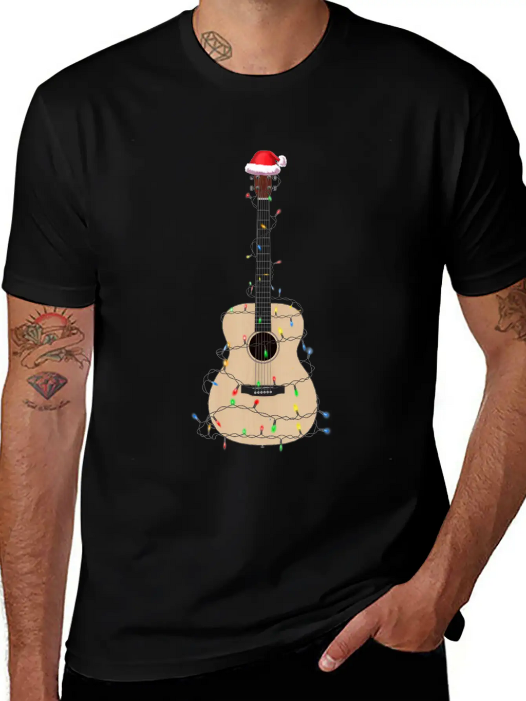 Christmas Guitar Player Xmas Musician Gift Idea Unisex Casual T-Shirt – Clean Design For Daily Comfort