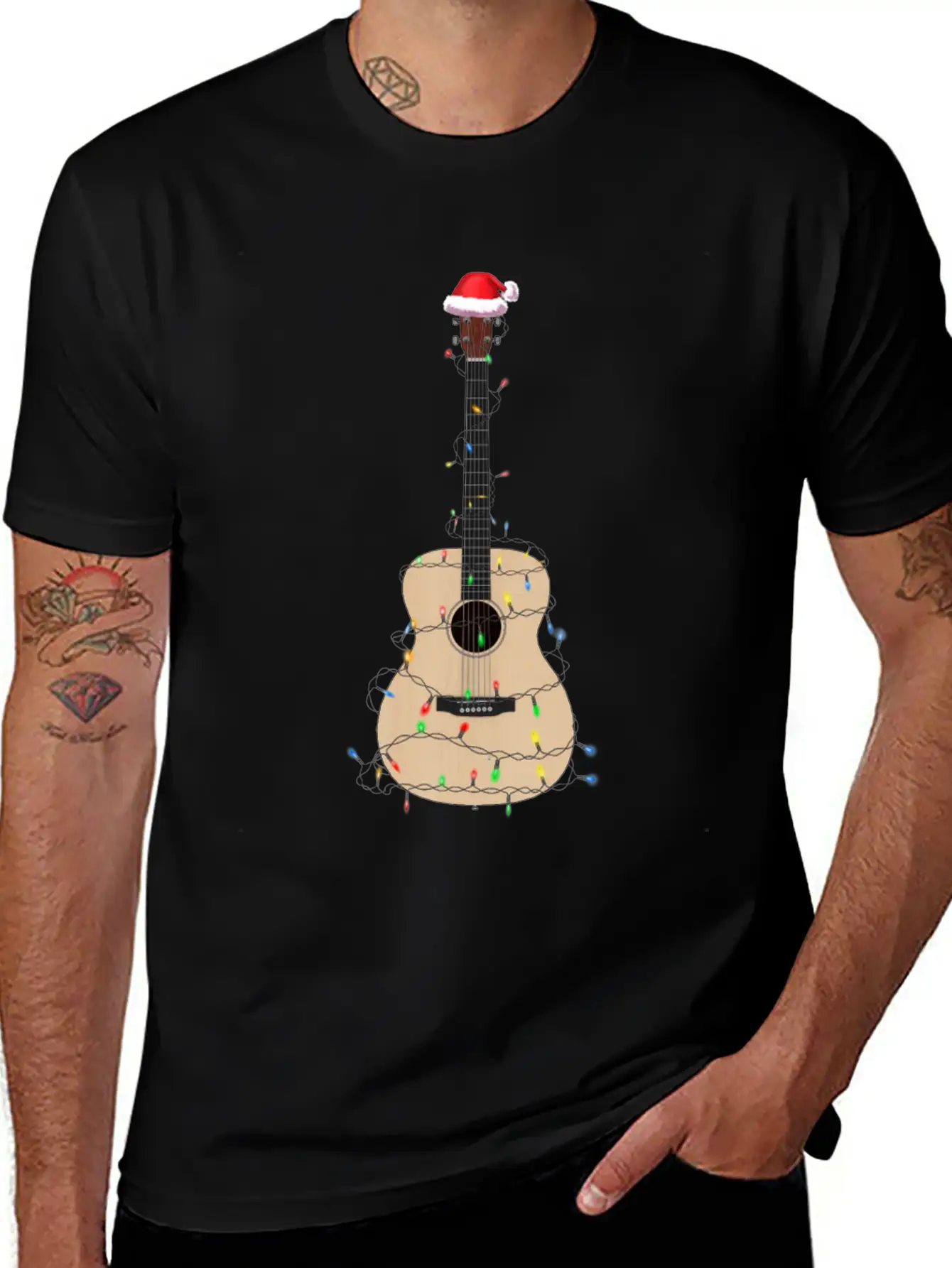 Christmas Guitar Player Xmas Musician Gift Idea Unisex Casual T-Shirt – Clean Design For Daily Comfort