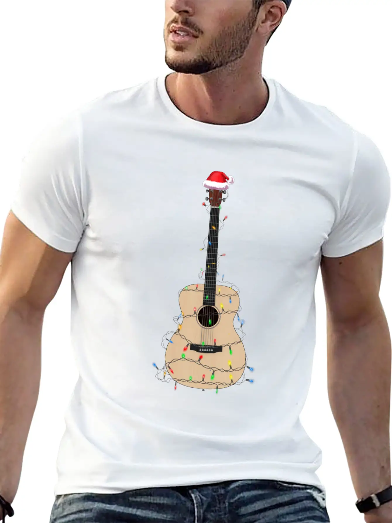 Christmas Guitar Player Xmas Musician Gift Idea Unisex Casual T-Shirt – Clean Design For Daily Comfort