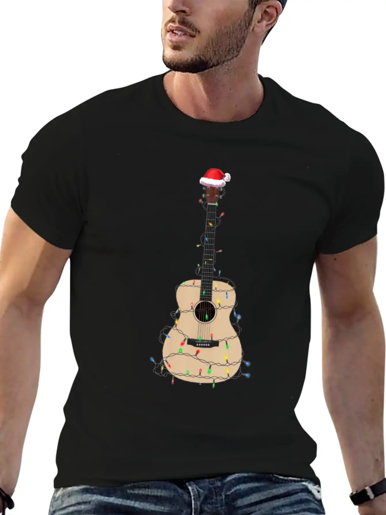 Christmas Guitar Player Xmas Musician Gift Idea Unisex Casual T-Shirt – Clean Design For Daily Comfort