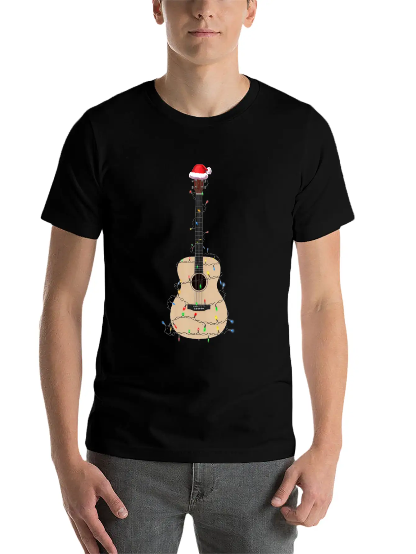 Christmas Guitar Player Xmas Musician Gift Idea Unisex Casual T-Shirt – Clean Design For Daily Comfort
