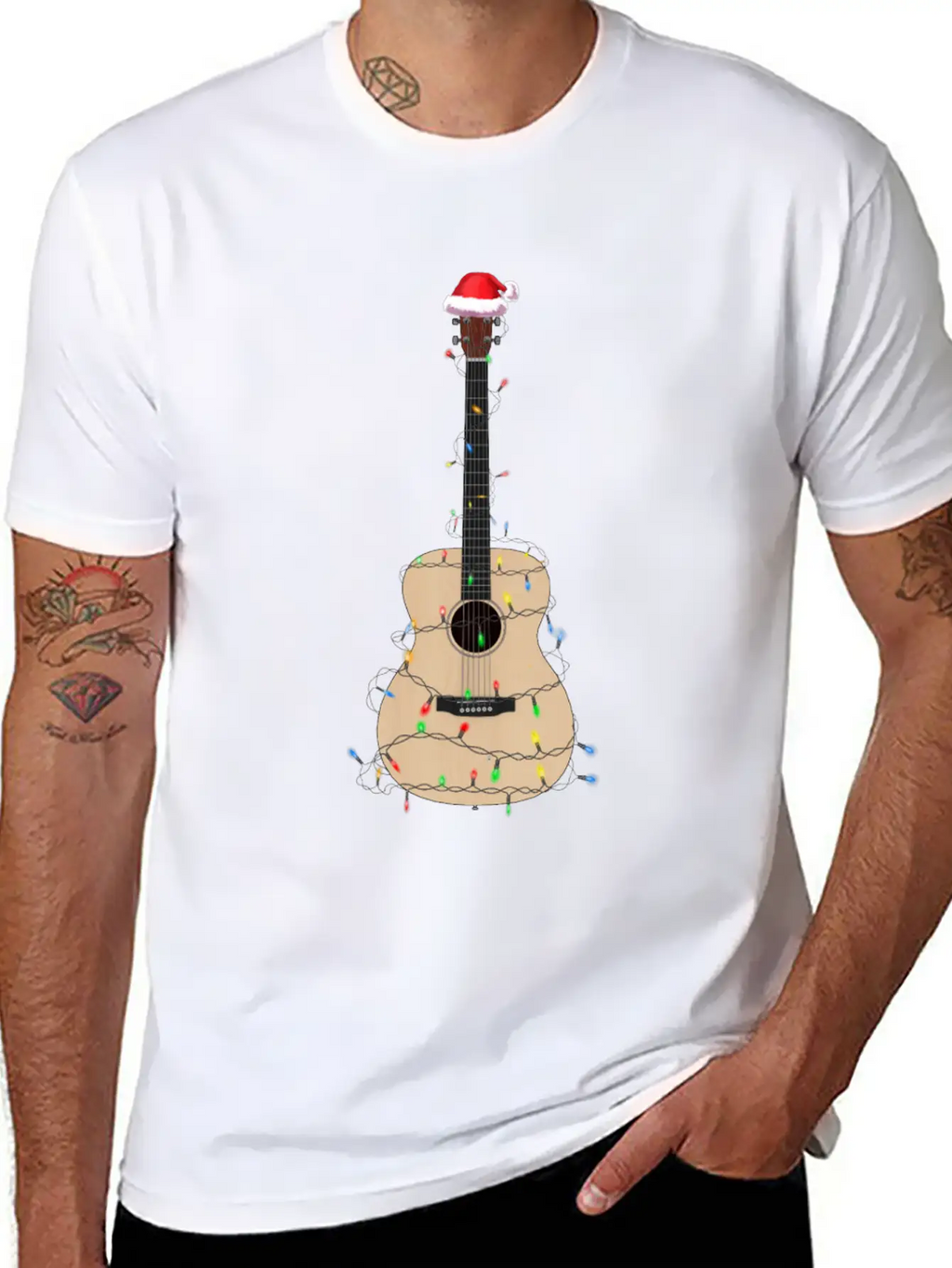 Christmas Guitar Player Xmas Musician Gift Idea Unisex Casual T-Shirt – Clean Design For Daily Comfort