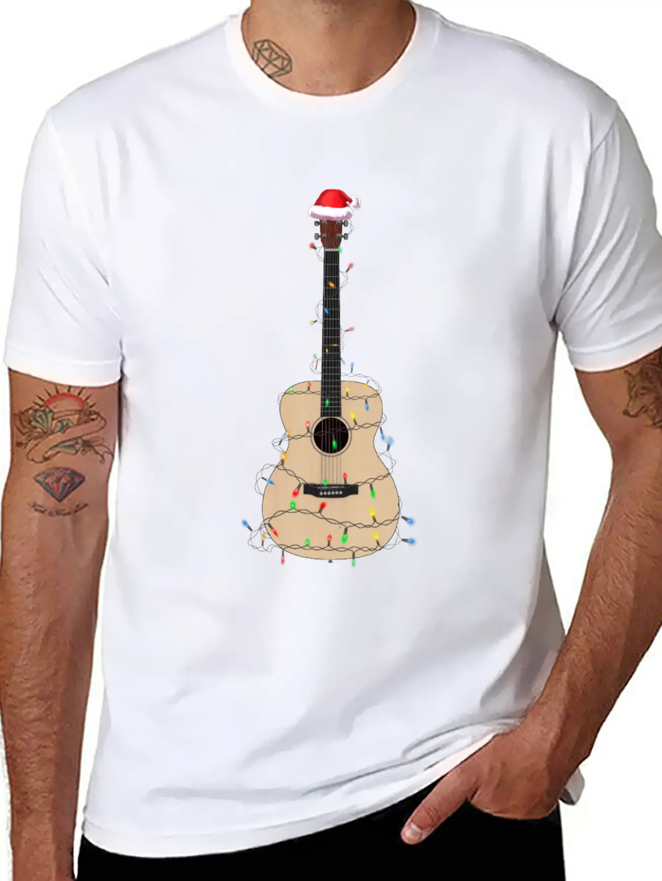 Christmas Guitar Player Xmas Musician Gift Idea Unisex Casual T-Shirt – Clean Design For Daily Comfort
