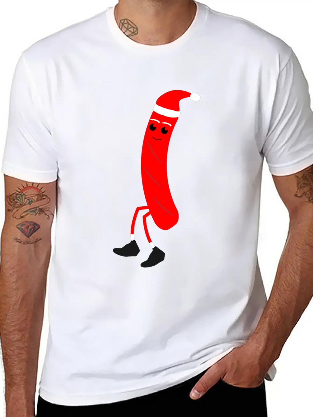 Christmas Hotdog Christmas Santa Food Dinner Unisex Casual T-Shirt – Clean Design For Daily Comfort