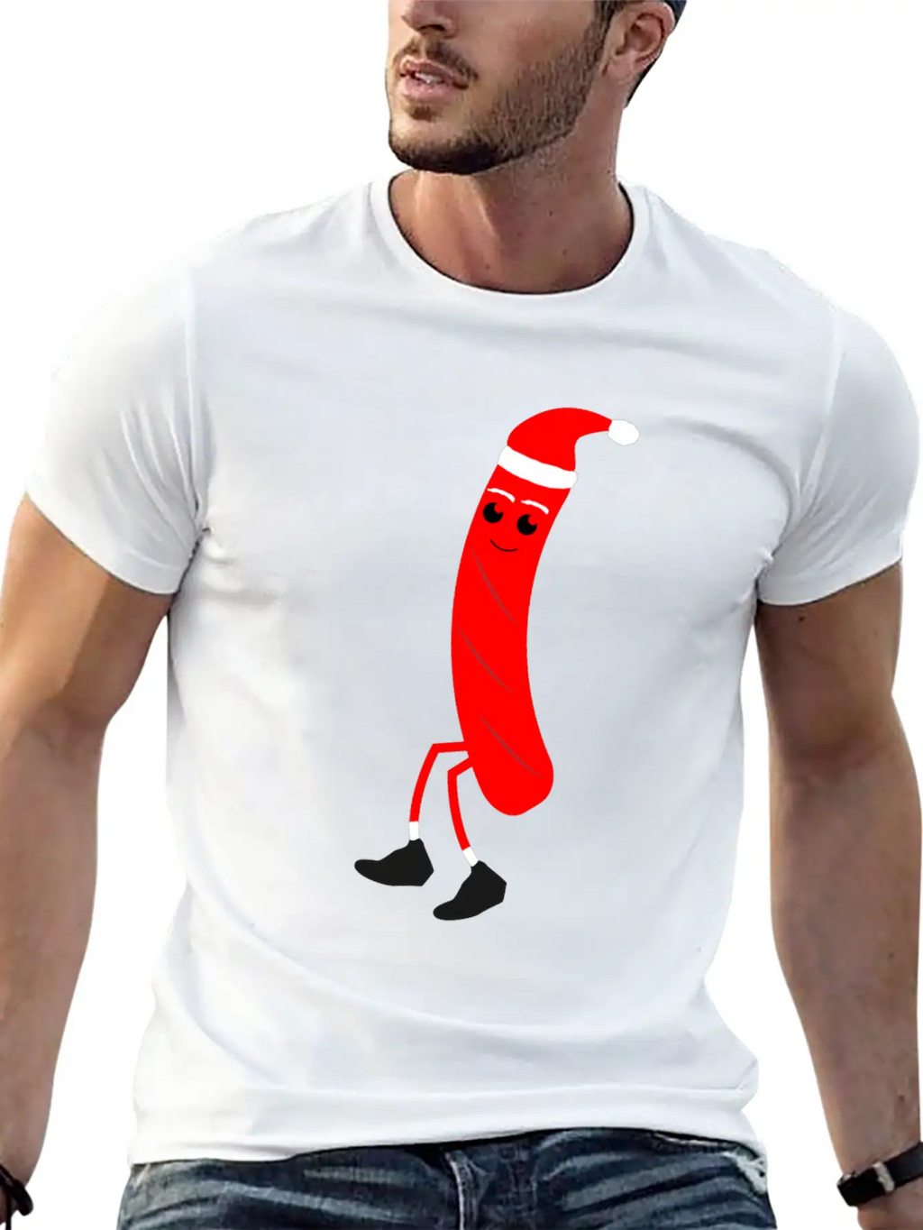 Christmas Hotdog Christmas Santa Food Dinner Unisex Casual T-Shirt – Clean Design For Daily Comfort