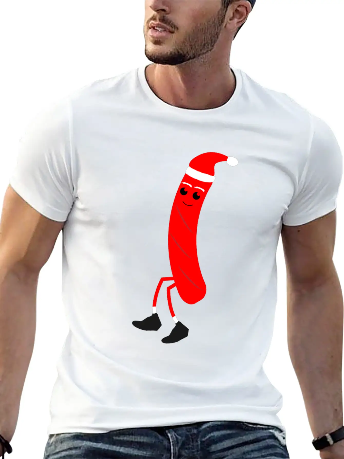 Christmas Hotdog Christmas Santa Food Dinner Unisex Casual T-Shirt – Clean Design For Daily Comfort