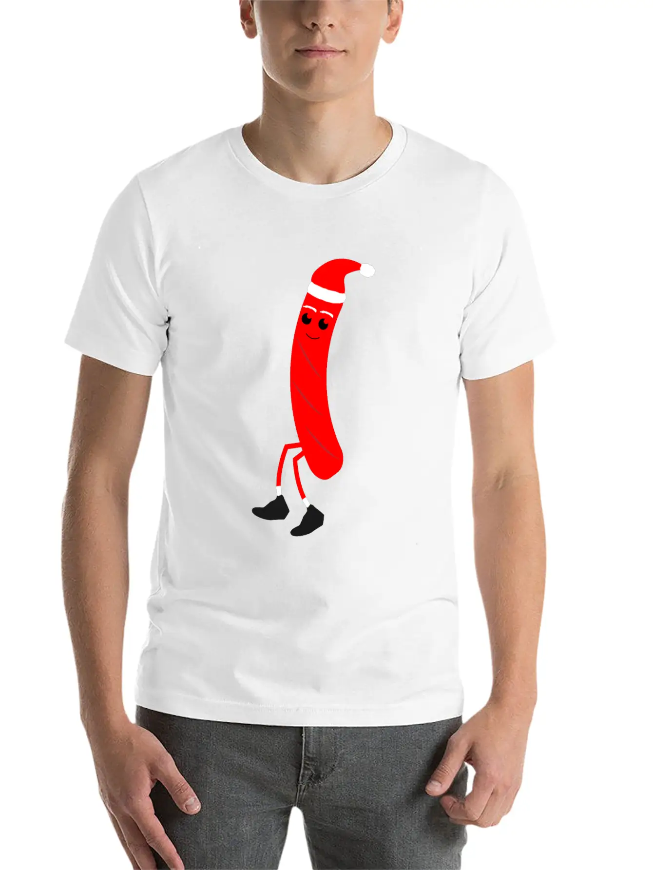 Christmas Hotdog Christmas Santa Food Dinner Unisex Casual T-Shirt – Clean Design For Daily Comfort
