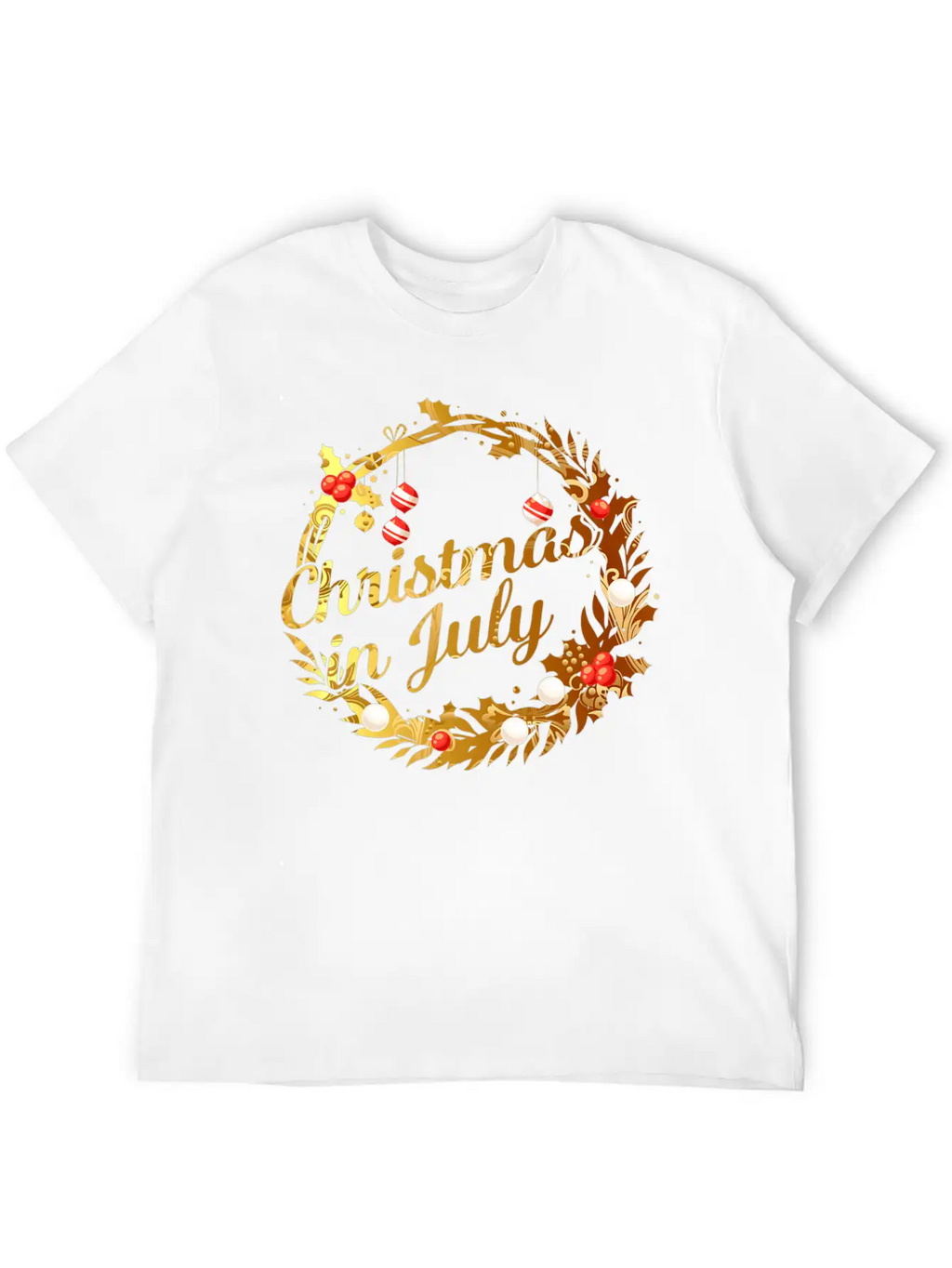 Christmas In July Tie Dye Wreath Door Xmas Tree Unisex Casual T-Shirt – Clean Design For Daily Comfort
