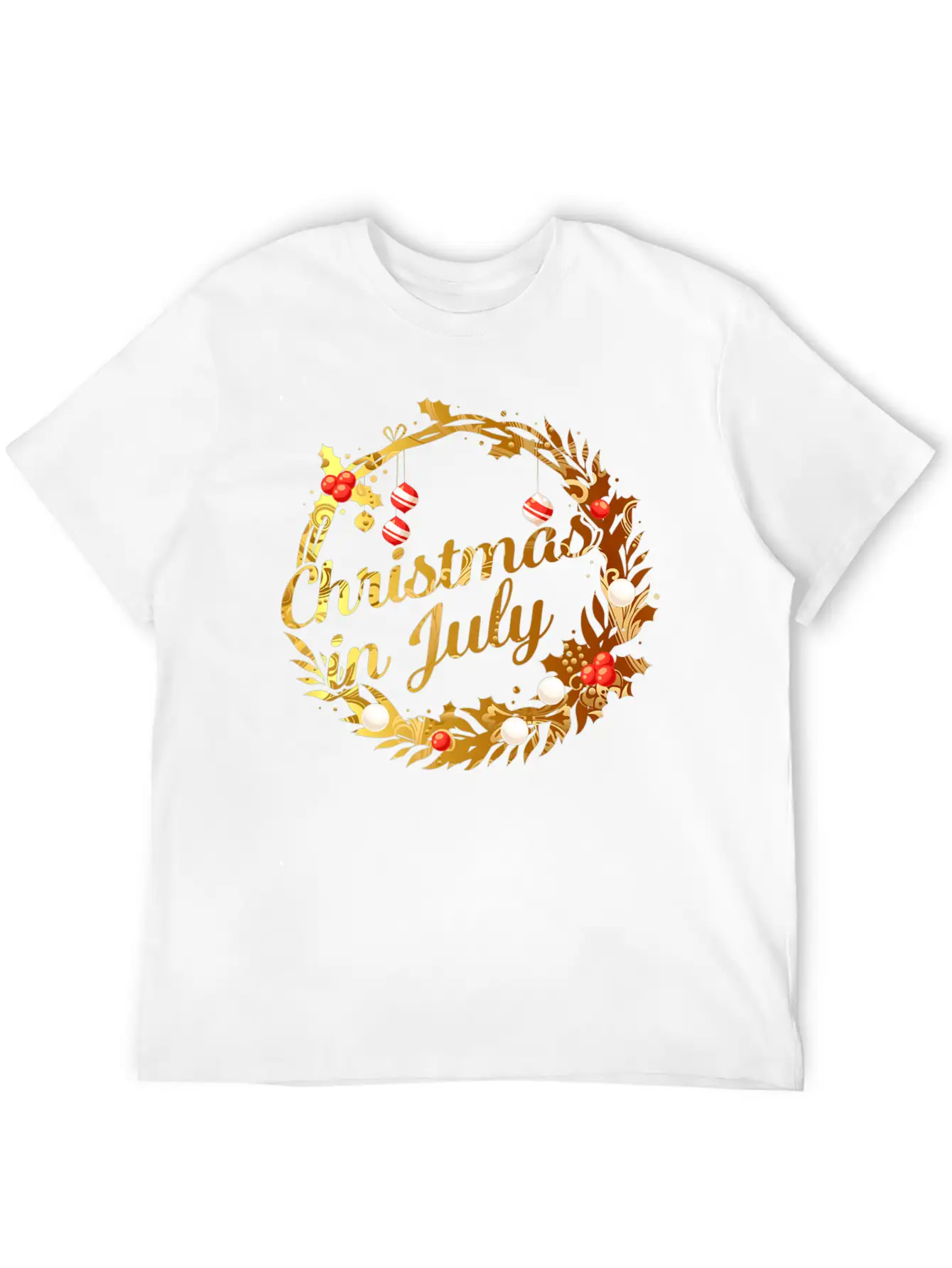 Christmas In July Tie Dye Wreath Door Xmas Tree Unisex Casual T-Shirt – Clean Design For Daily Comfort
