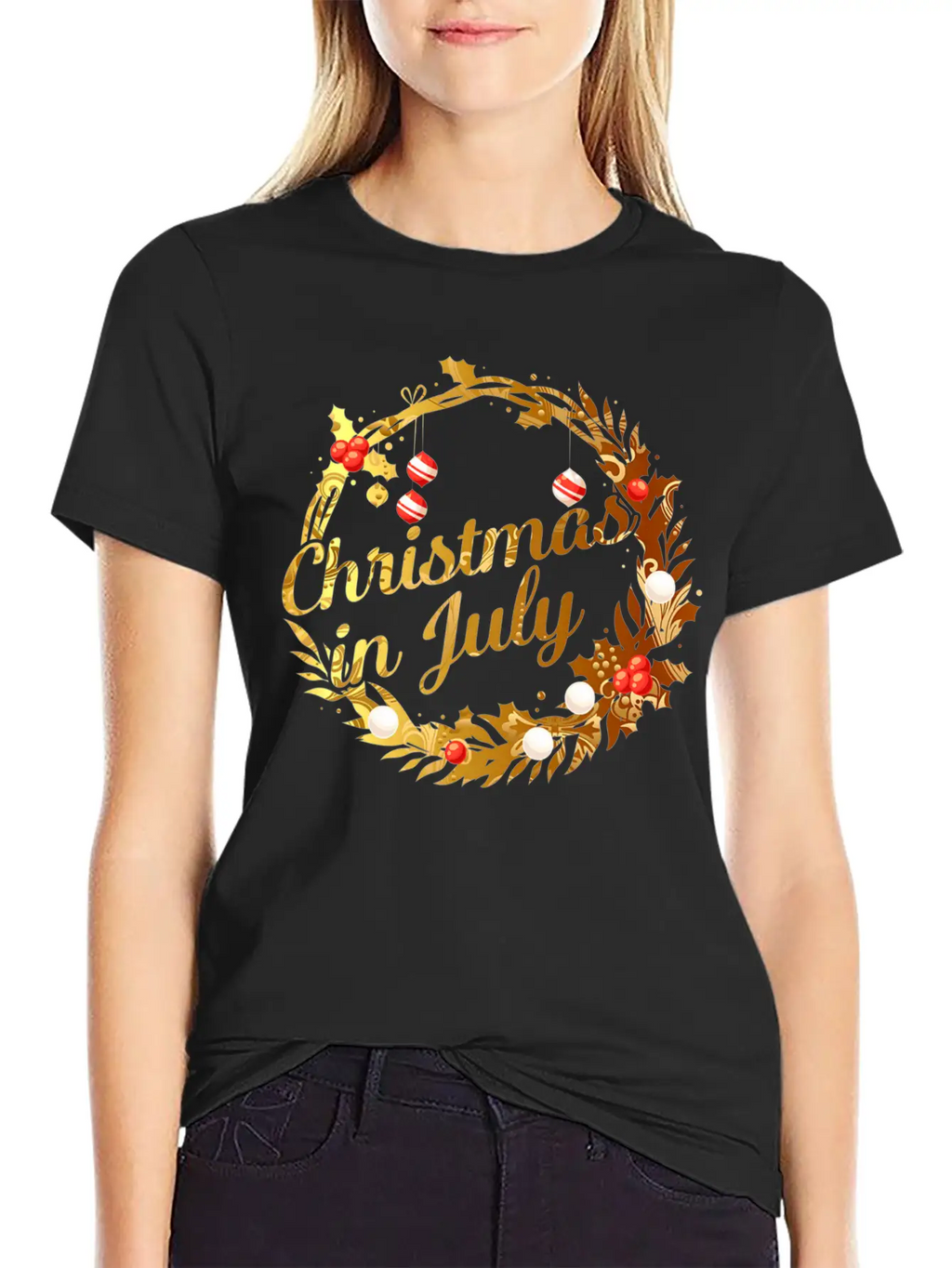 Christmas In July Tie Dye Wreath Door Xmas Tree Unisex Casual T-Shirt – Clean Design For Daily Comfort