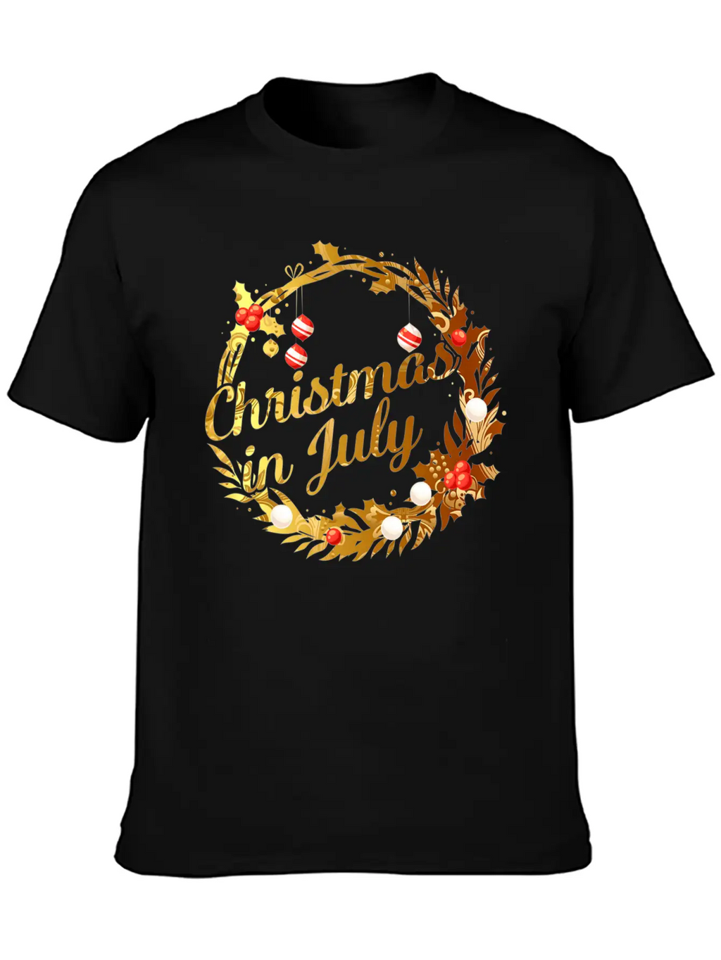 Christmas In July Tie Dye Wreath Door Xmas Tree Unisex Casual T-Shirt – Clean Design For Daily Comfort