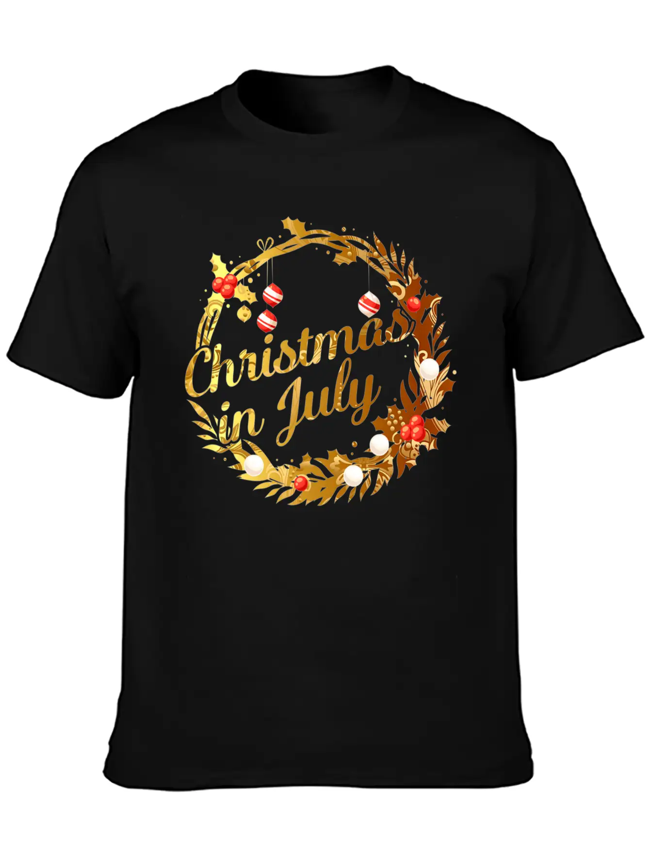 Christmas In July Tie Dye Wreath Door Xmas Tree Unisex Casual T-Shirt – Clean Design For Daily Comfort