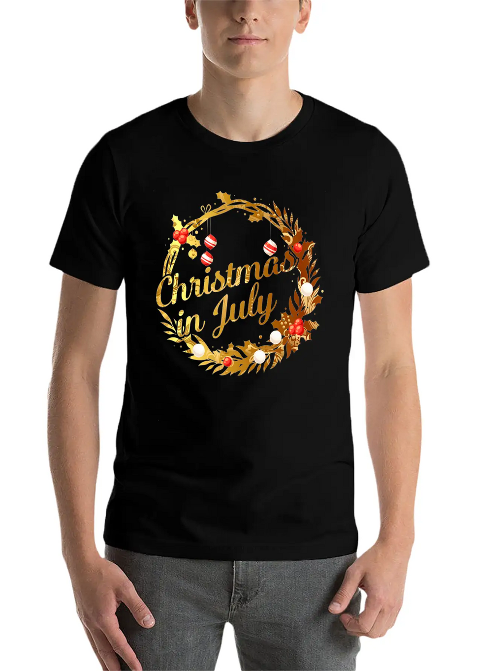 Christmas In July Tie Dye Wreath Door Xmas Tree Unisex Casual T-Shirt – Clean Design For Daily Comfort