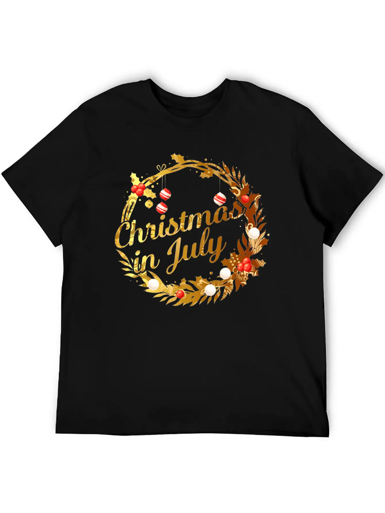 Christmas In July Tie Dye Wreath Door Xmas Tree Unisex Casual T-Shirt – Clean Design For Daily Comfort